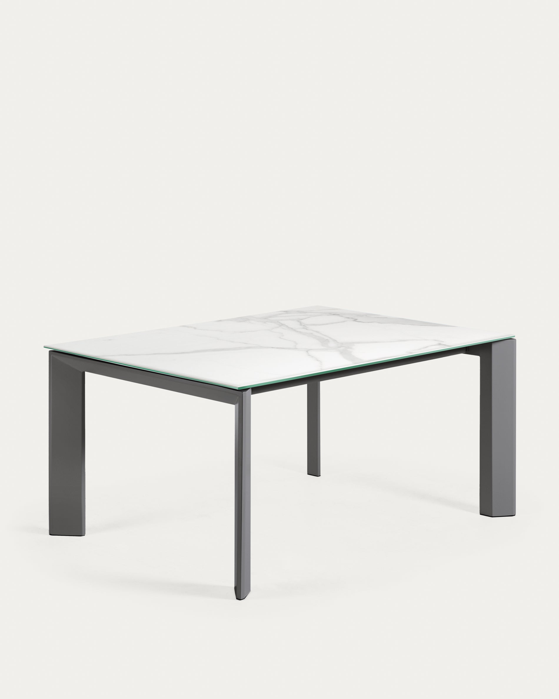 Axis porcelain extendable table in White Kalos finish with anthracite legs 160 (220) cm - Product View