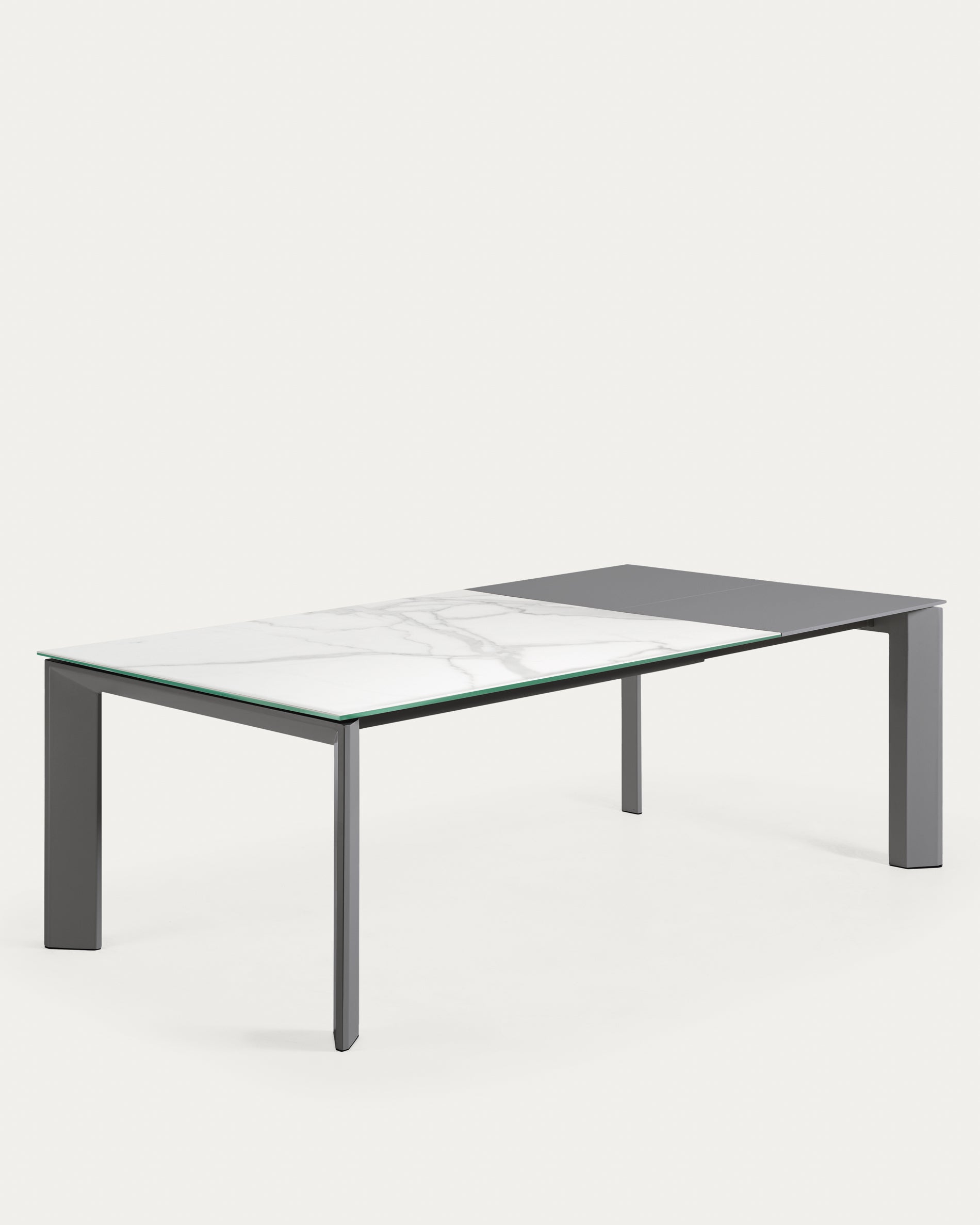 Axis porcelain extendable table in White Kalos finish with anthracite legs 160 (220) cm - Product View