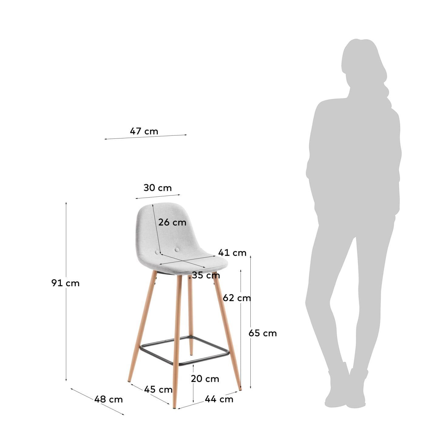 Light grey Nolite stool height 65 cm - Measurements