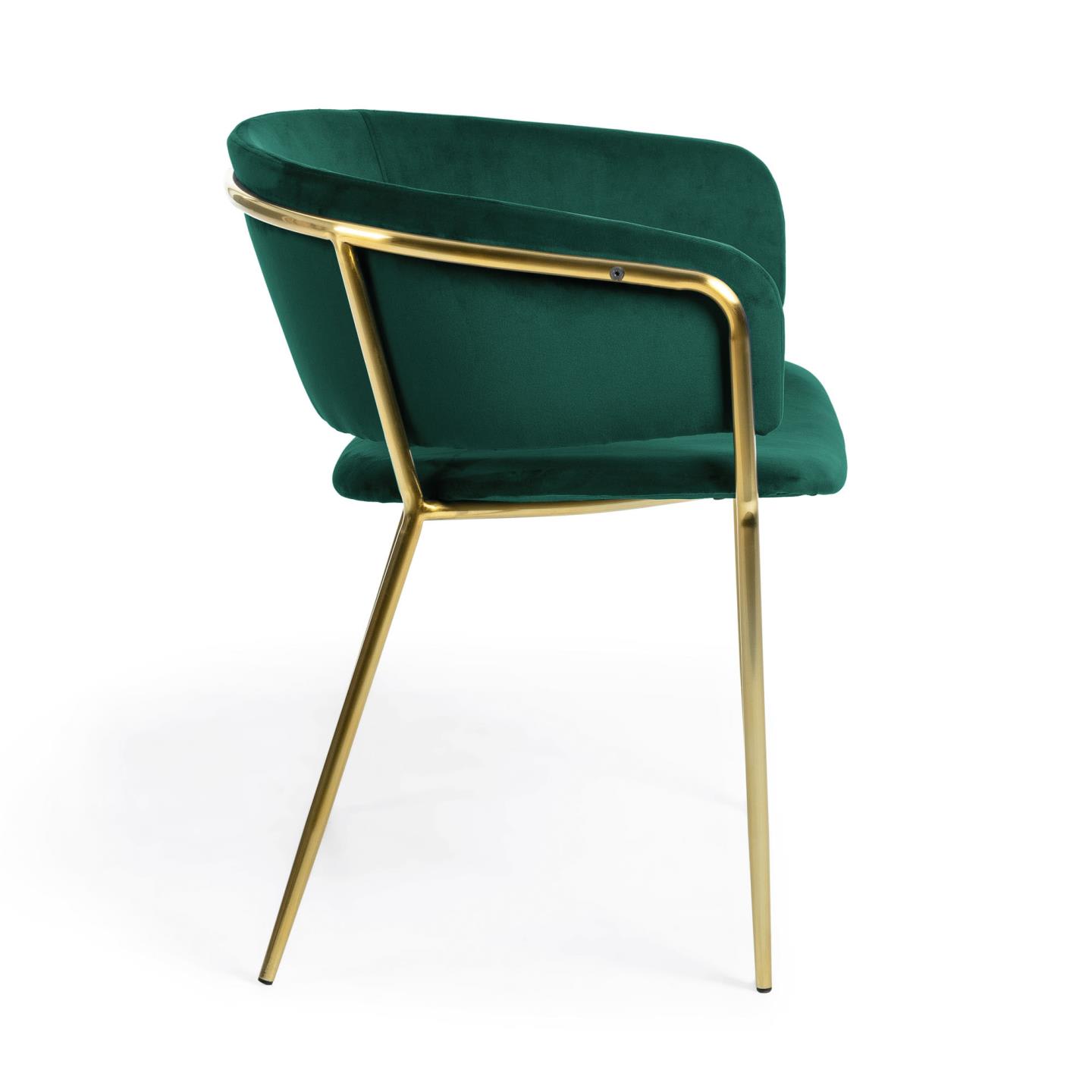 Runnie zöld bársony szék acéllábakkal és arany befejezéssel