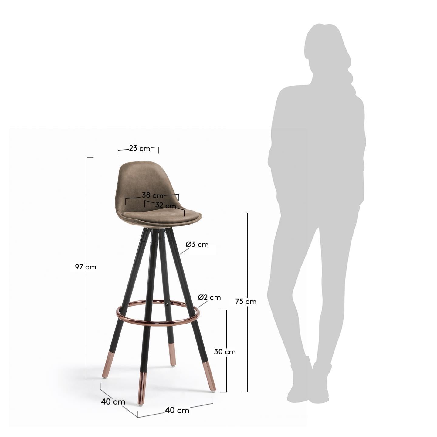 Brown Slad barstool height 75 cm - Measurements