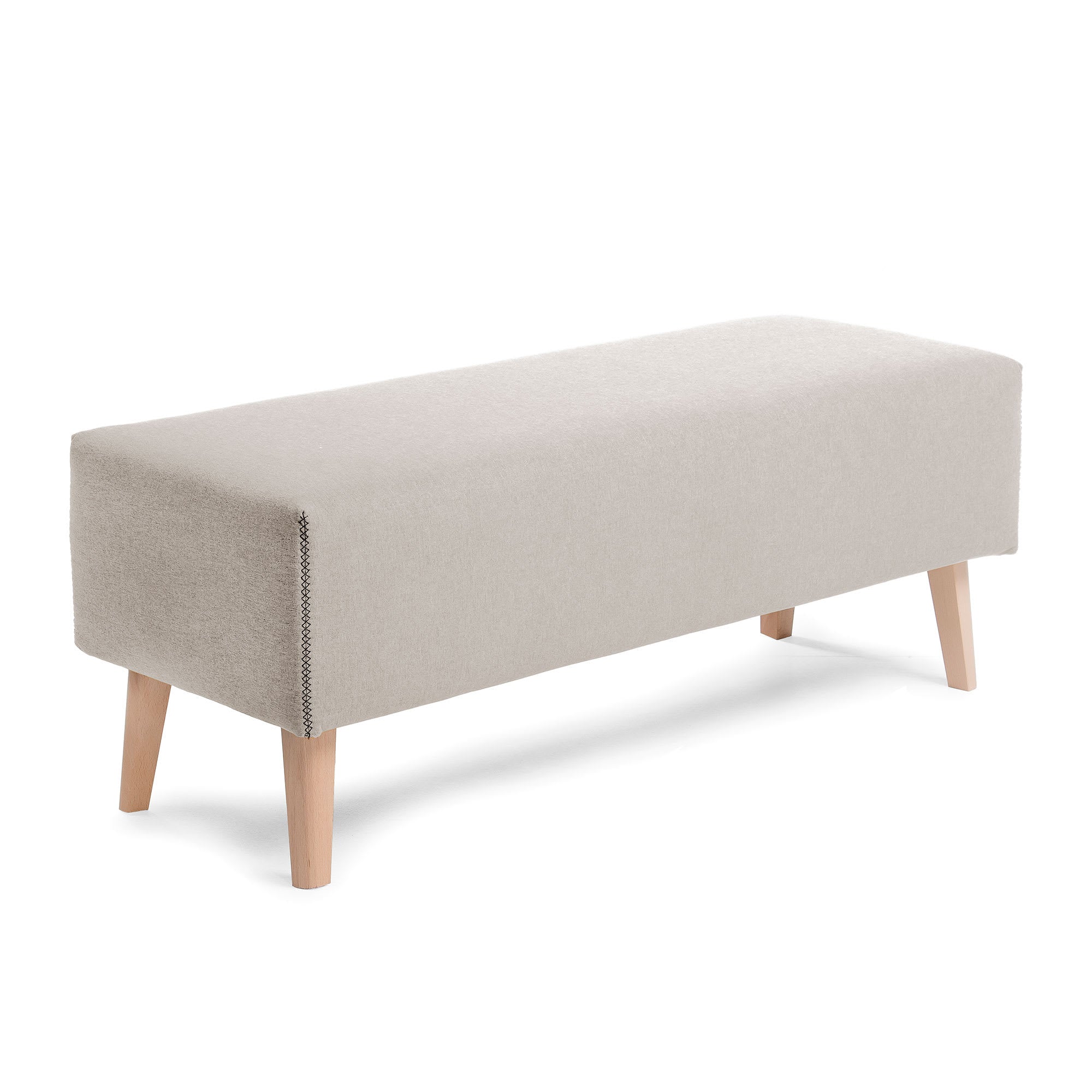 Dyla bench in beige color, solid beech wood legs, 111 cm