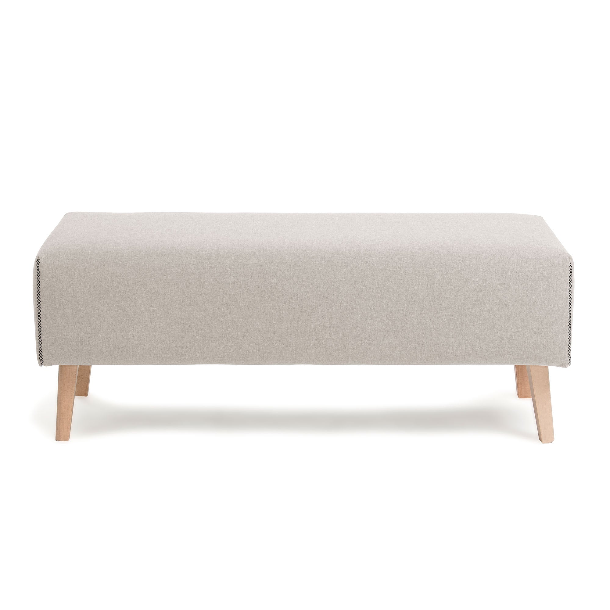 Dyla bench in beige color, solid beech wood legs, 111 cm