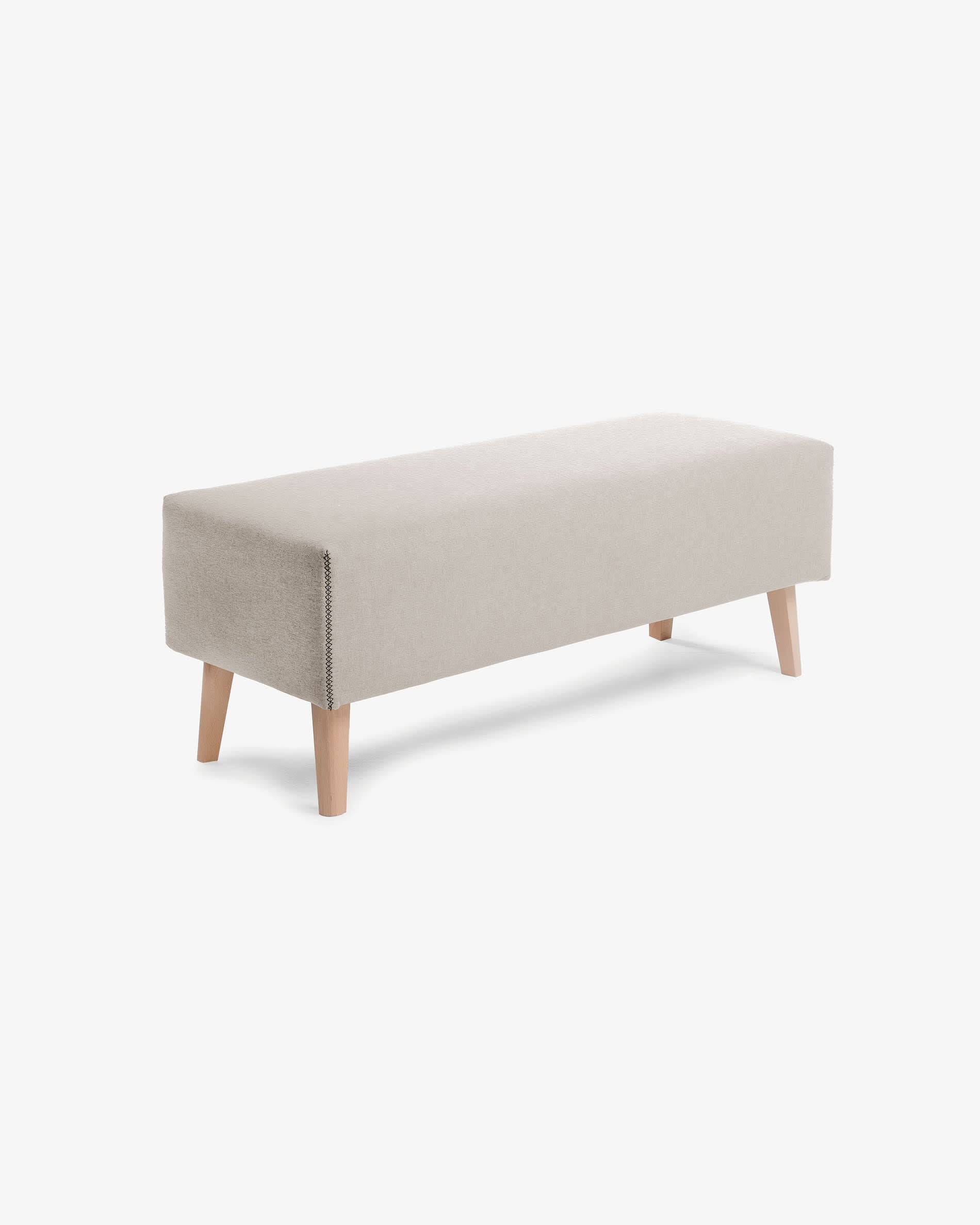 Dyla bench in beige color, solid beech wood legs, 111 cm