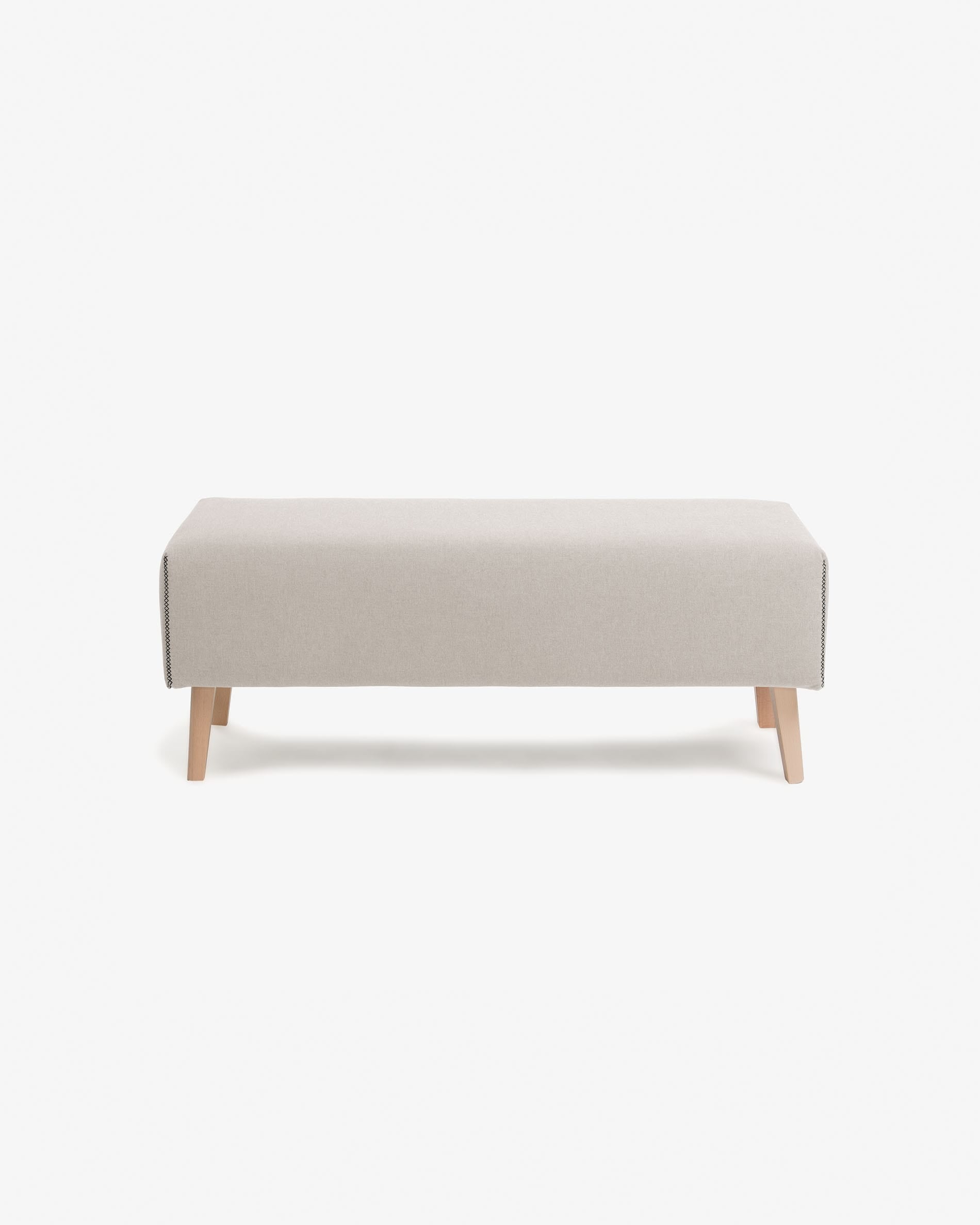 Dyla bench in beige color, solid beech wood legs, 111 cm