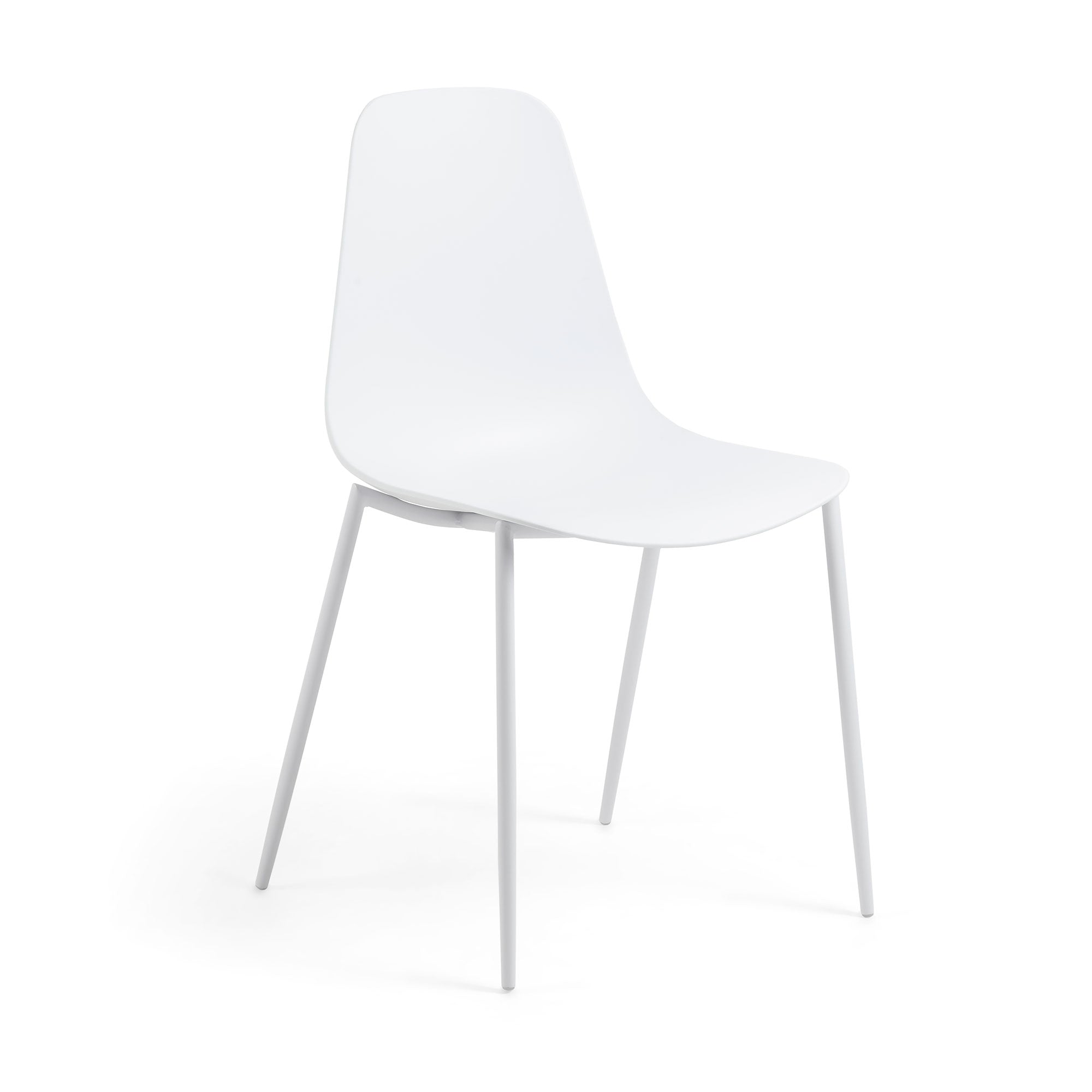 Whatts chair with steel legs in white finnish - Product Image