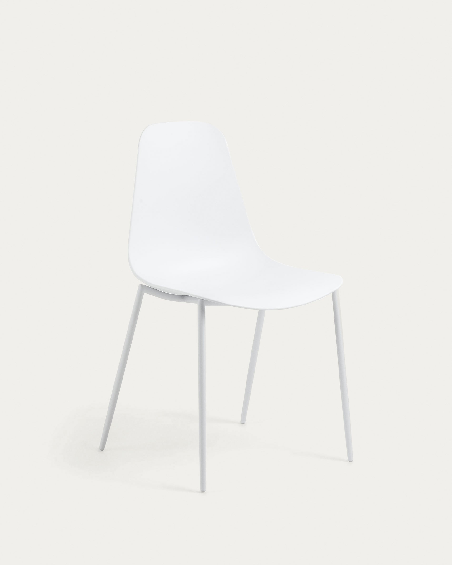 Whatts chair with steel legs in white finnish - Product View