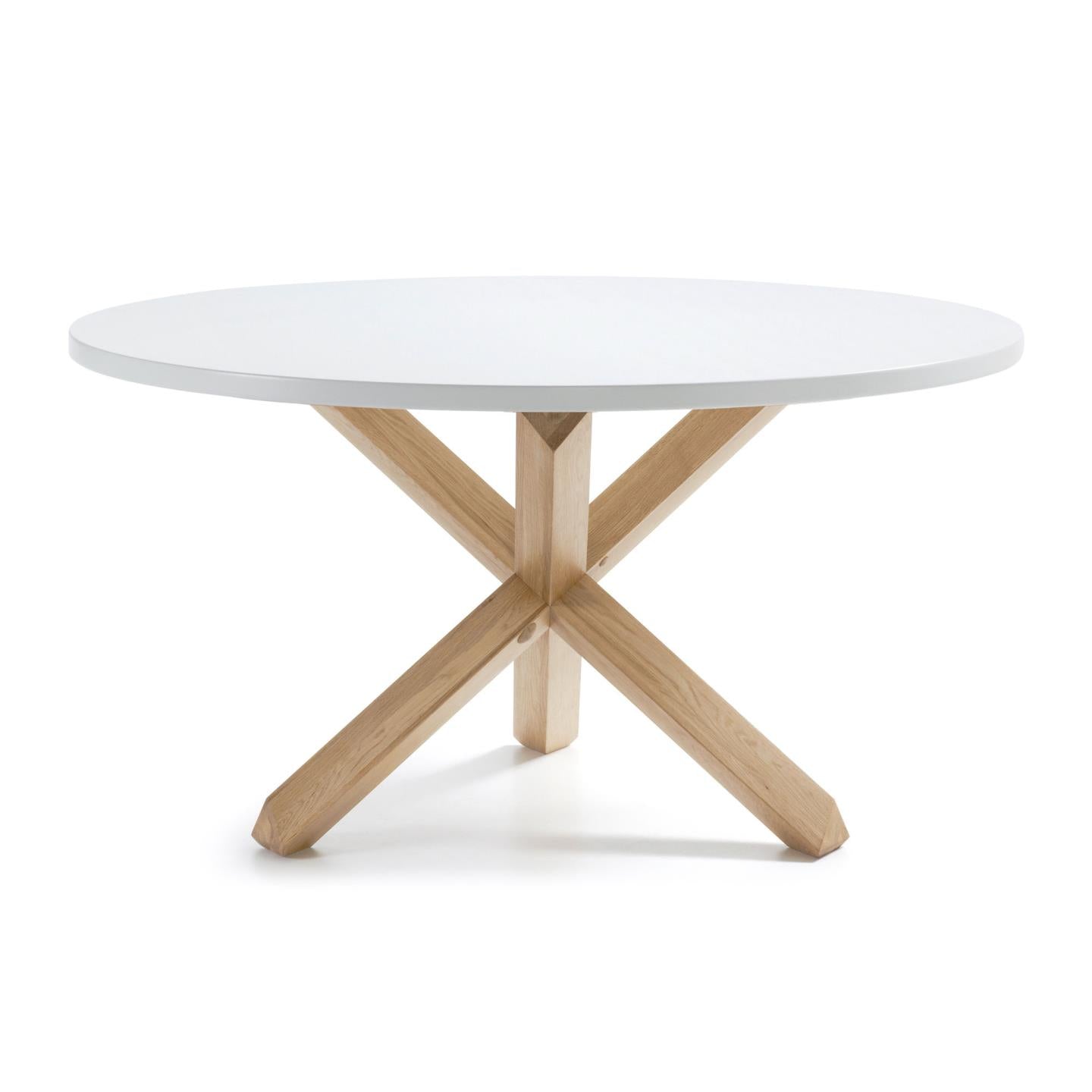 Lotus table in white with solid oak legs, Ø 135 cm - Product Image