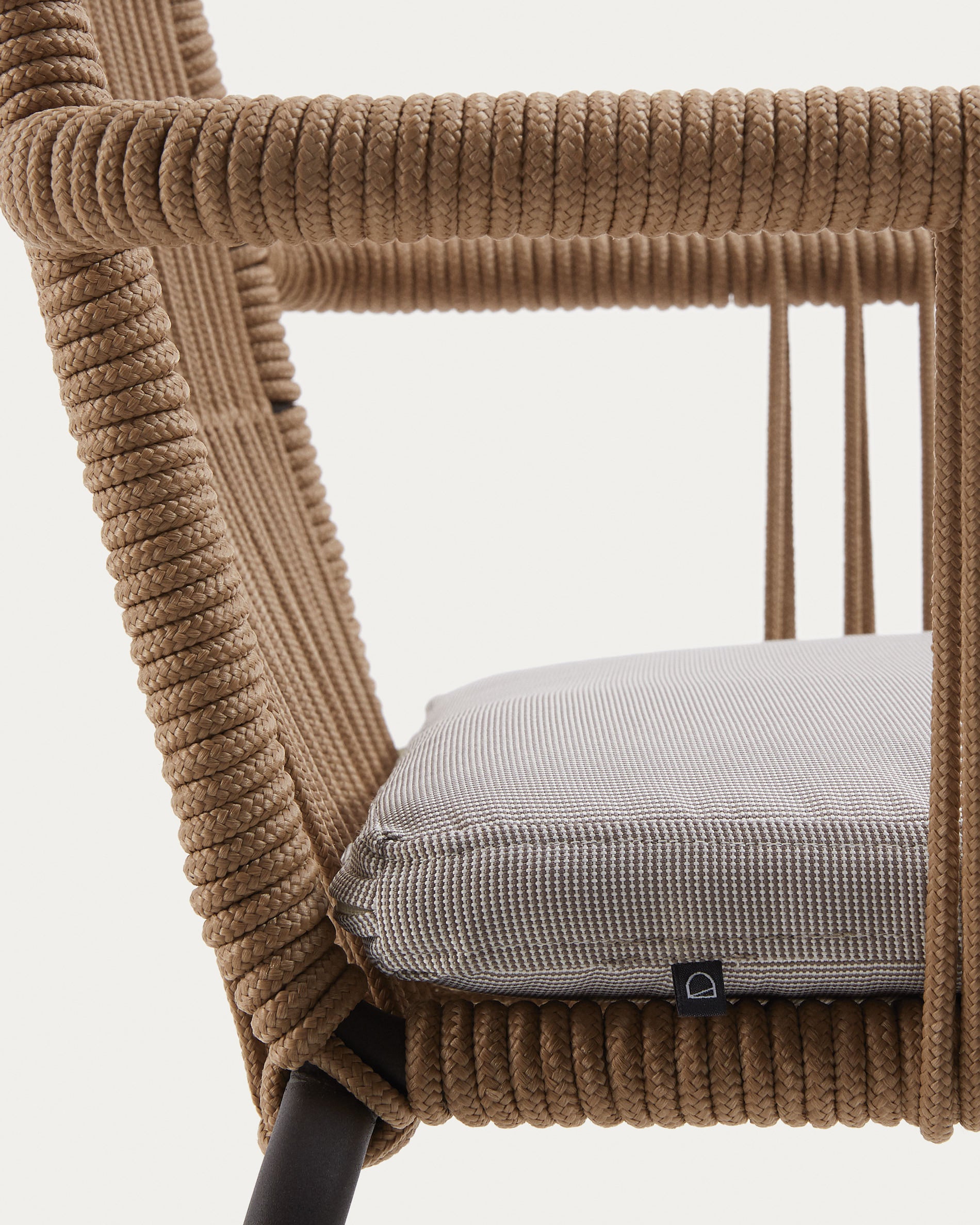 Samanta stackable chair made from beige cord and galvanised steel legs. - Detail