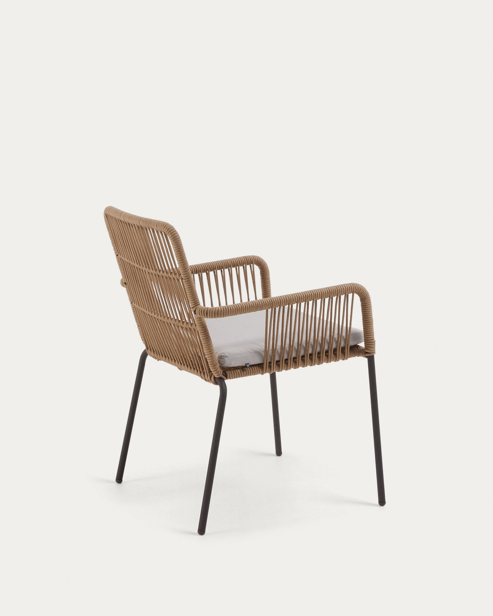 Samanta stackable chair made from beige cord and galvanised steel legs. - Product View