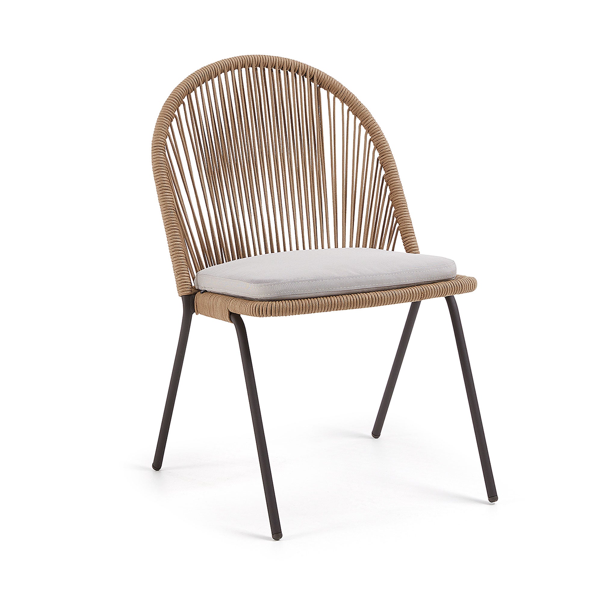 Shann stackable chair in beige cord and galvanised steel legs - Product Image