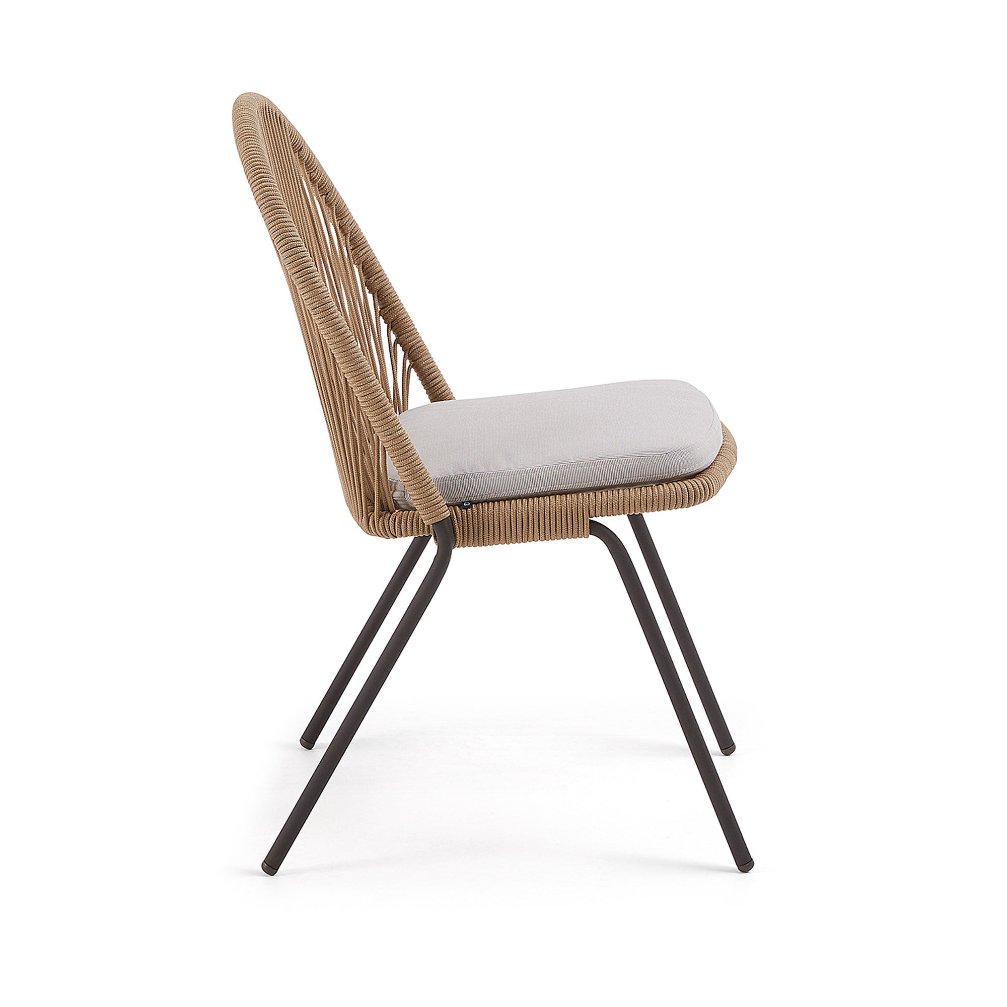 Shann stackable chair in beige cord and galvanised steel legs - Product Image