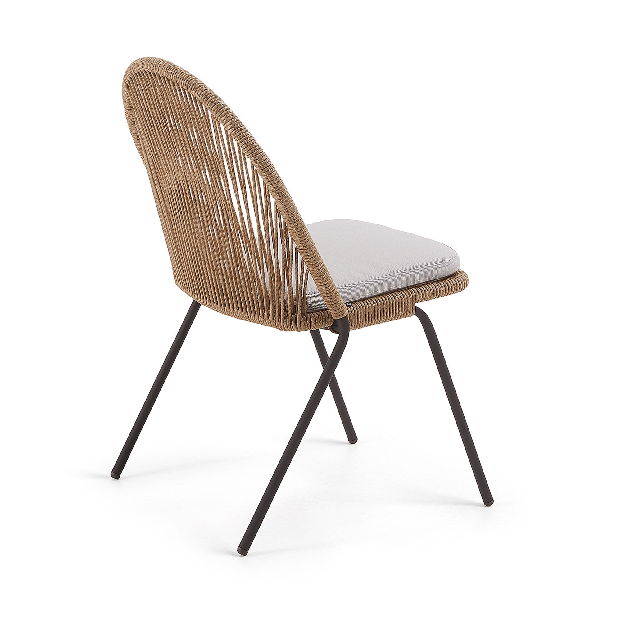 Shann stackable chair in beige cord and galvanised steel legs - Product Image