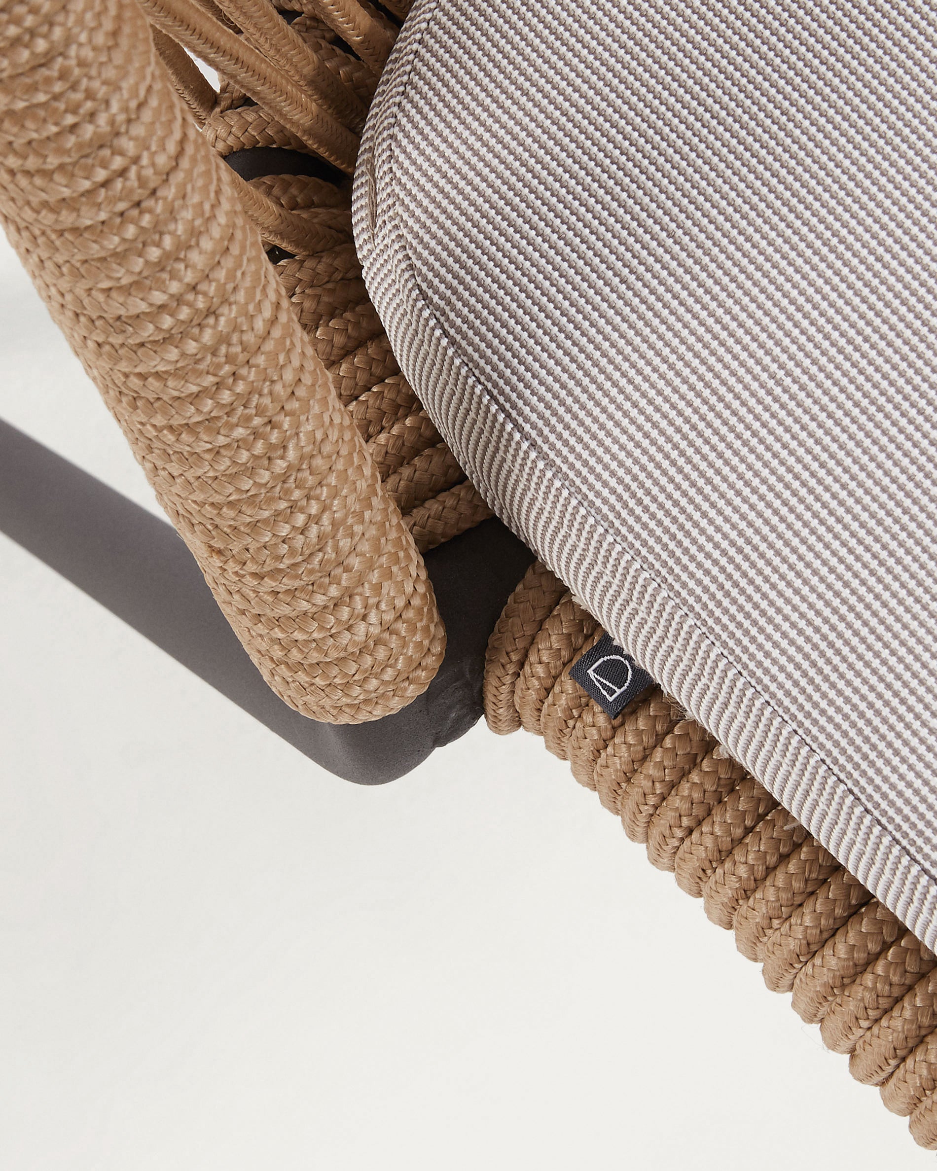 Shann stackable chair in beige cord and galvanised steel legs - Detail