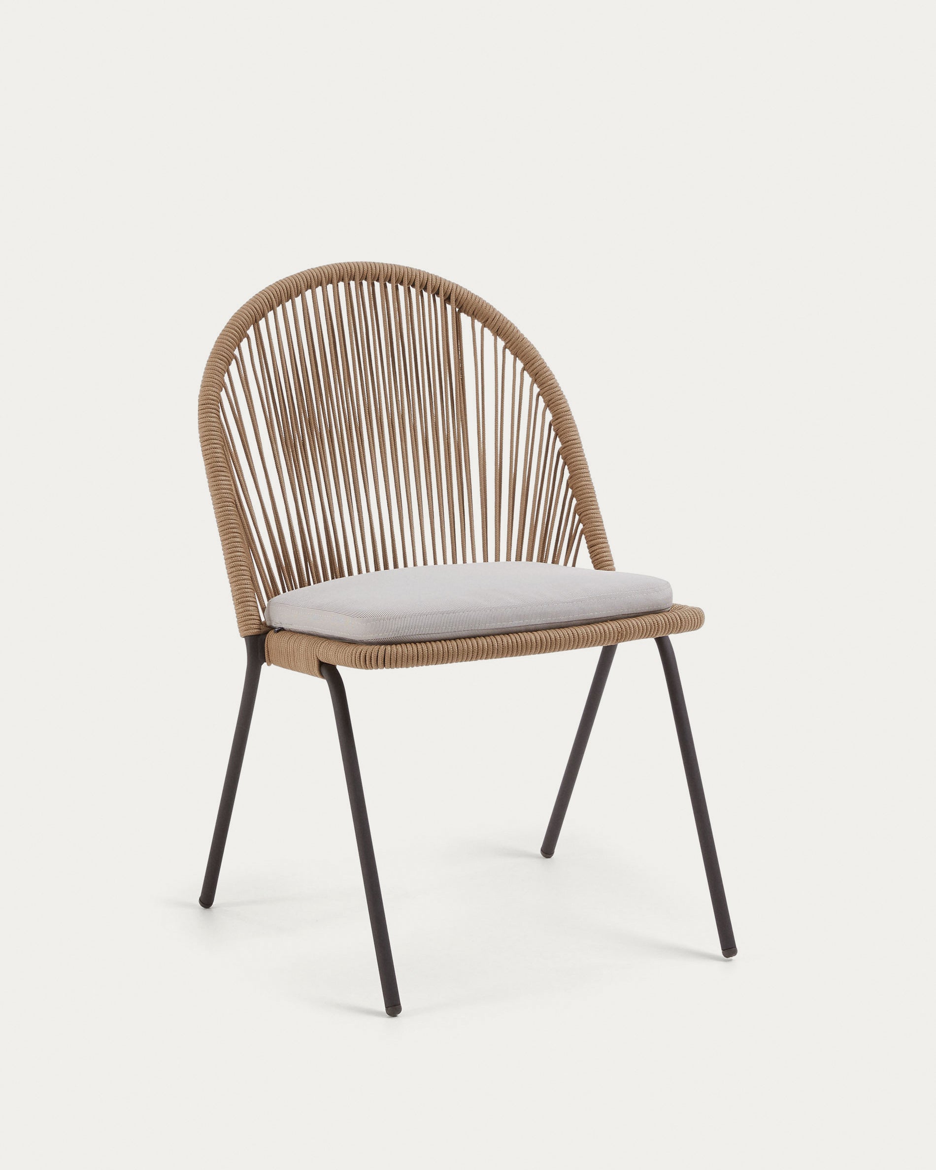 Shann stackable chair in beige cord and galvanised steel legs - Product View