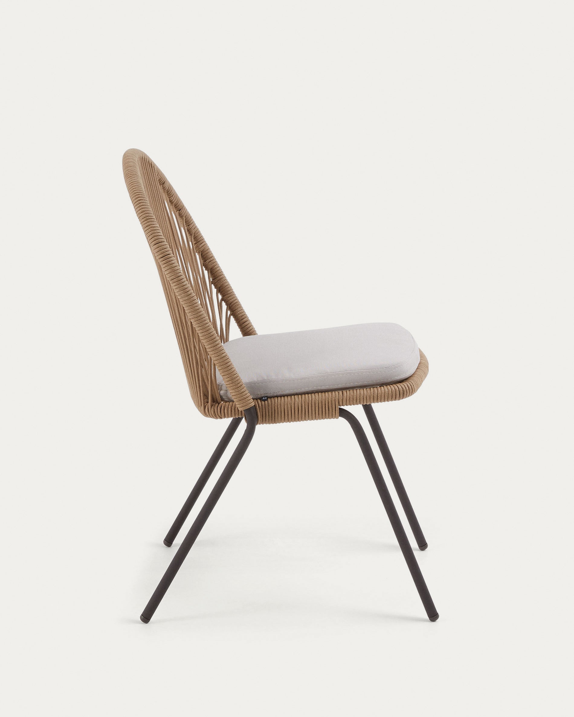 Shann stackable chair in beige cord and galvanised steel legs - Product View
