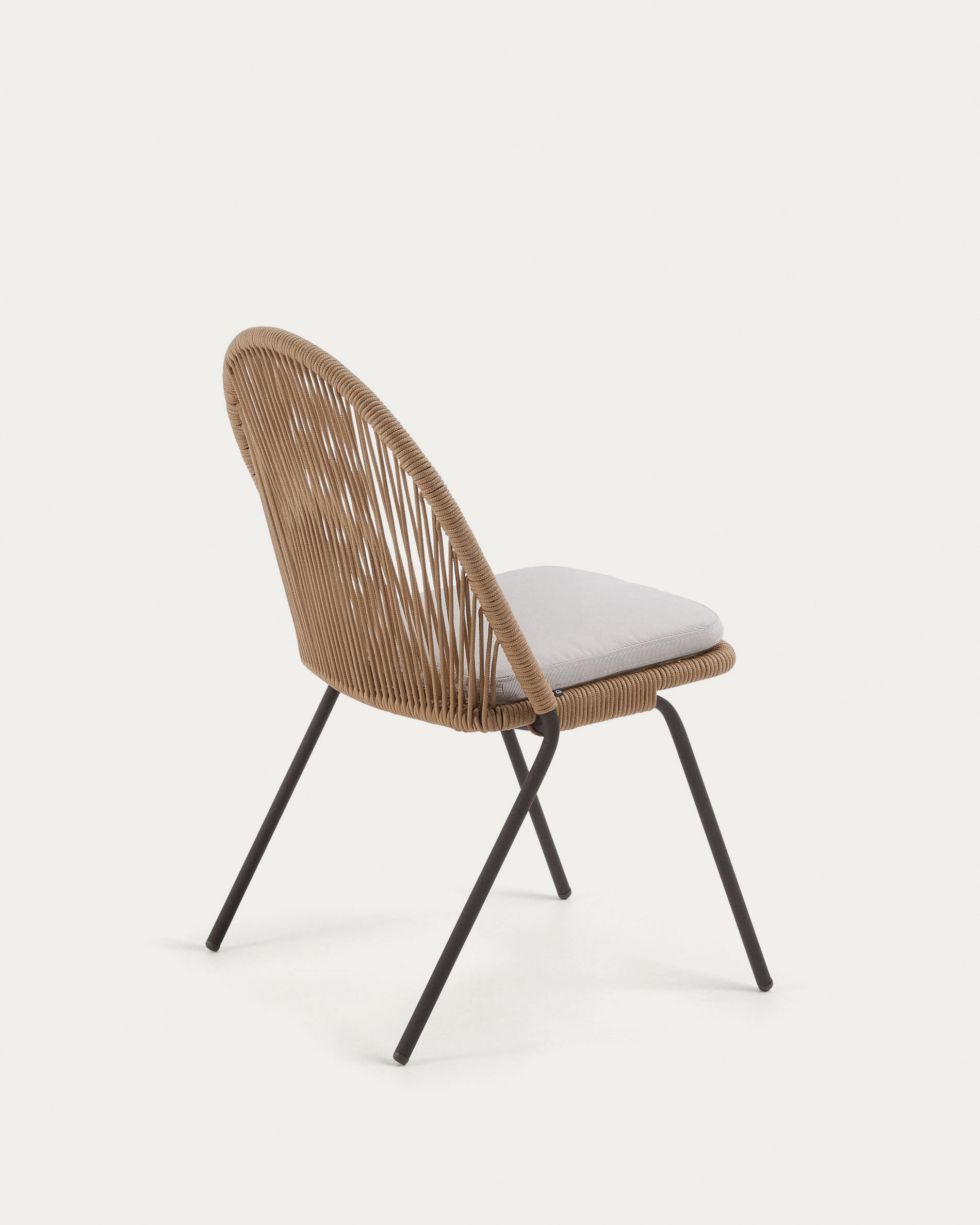Shann stackable chair in beige cord and galvanised steel legs - Product View