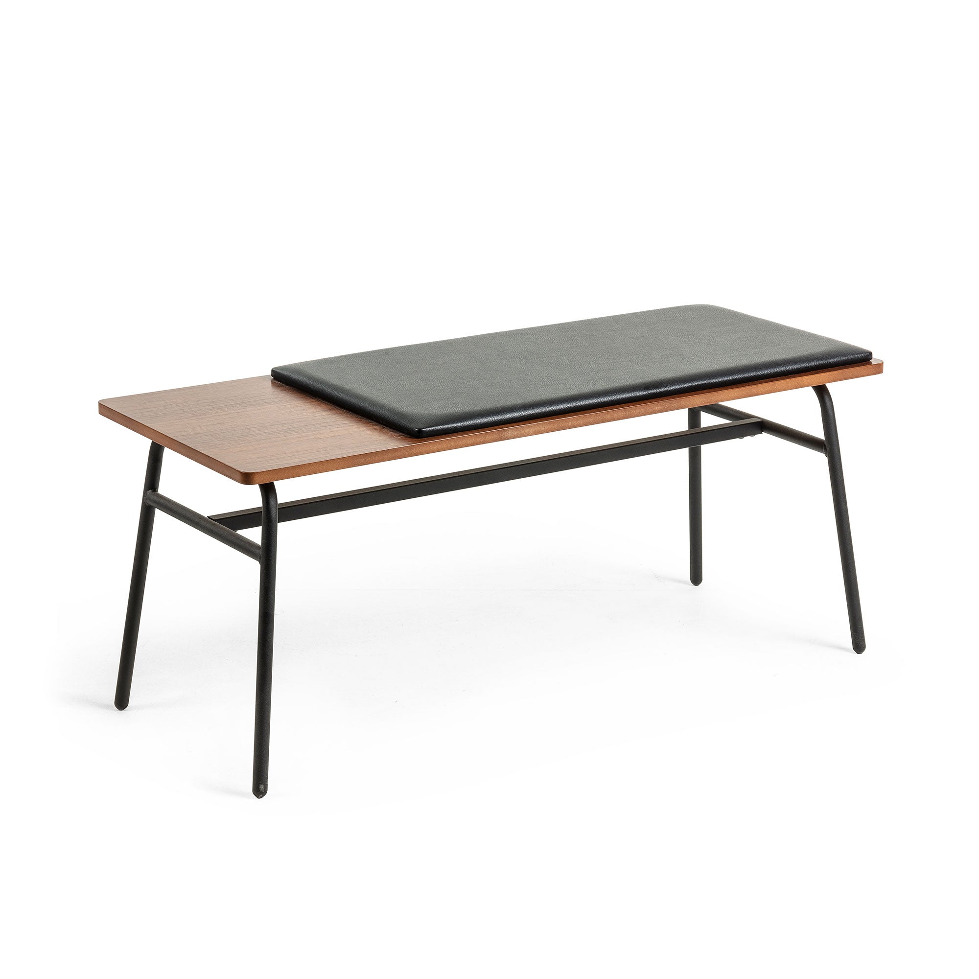 Carabel bench in steel and walnut veneer, 100 cm - Product Image