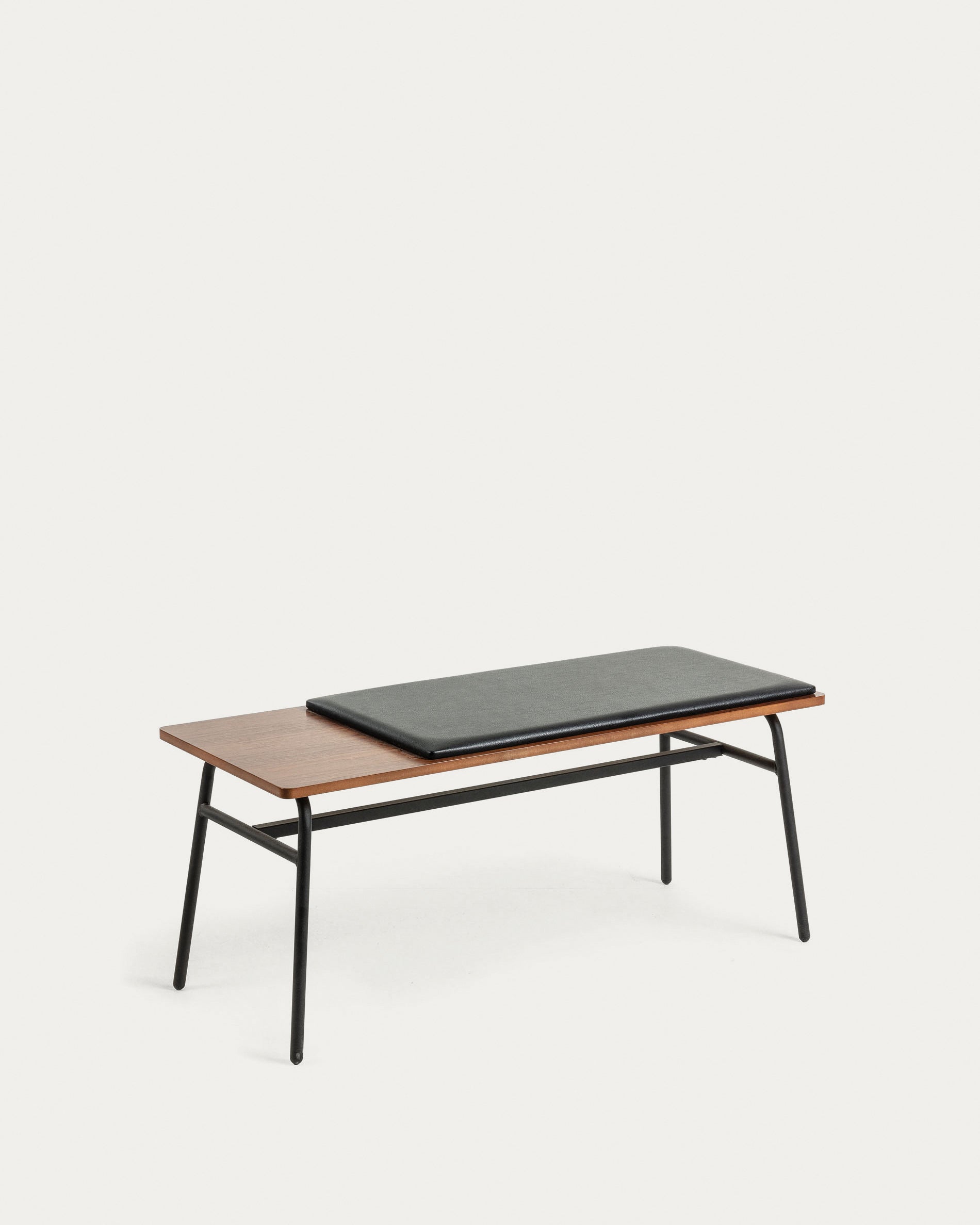 Carabel bench in steel and walnut veneer, 100 cm - Product View