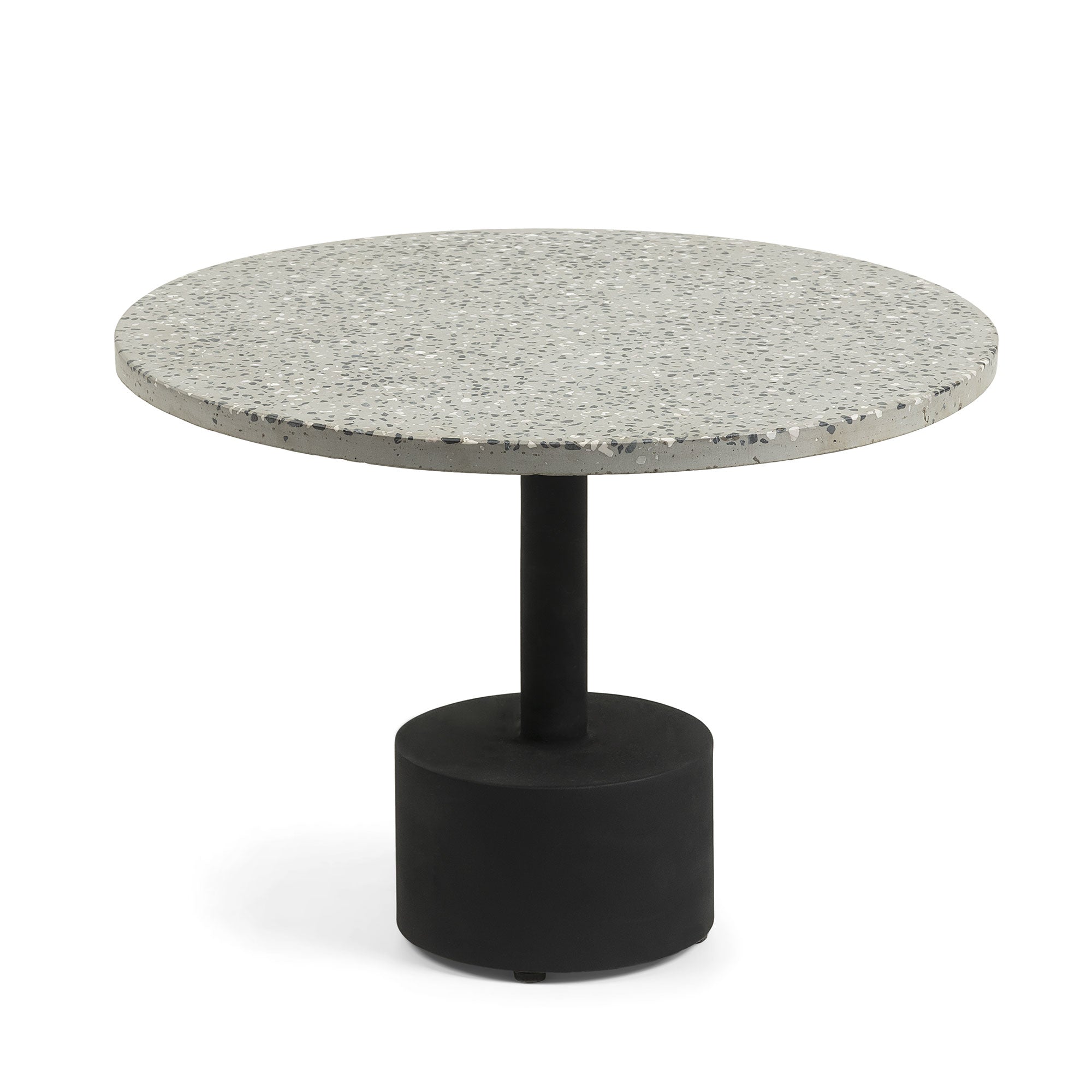 Delano grey terrazzo side table with steel legs in a black finish, Ø 55 cm - Product Image