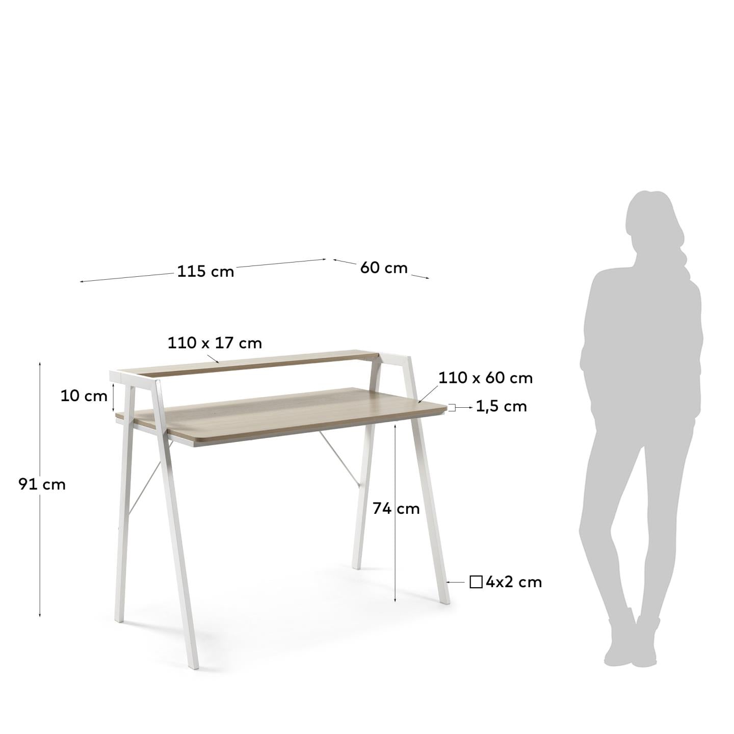 Aarhus table 115 x 60 cm - Measurements