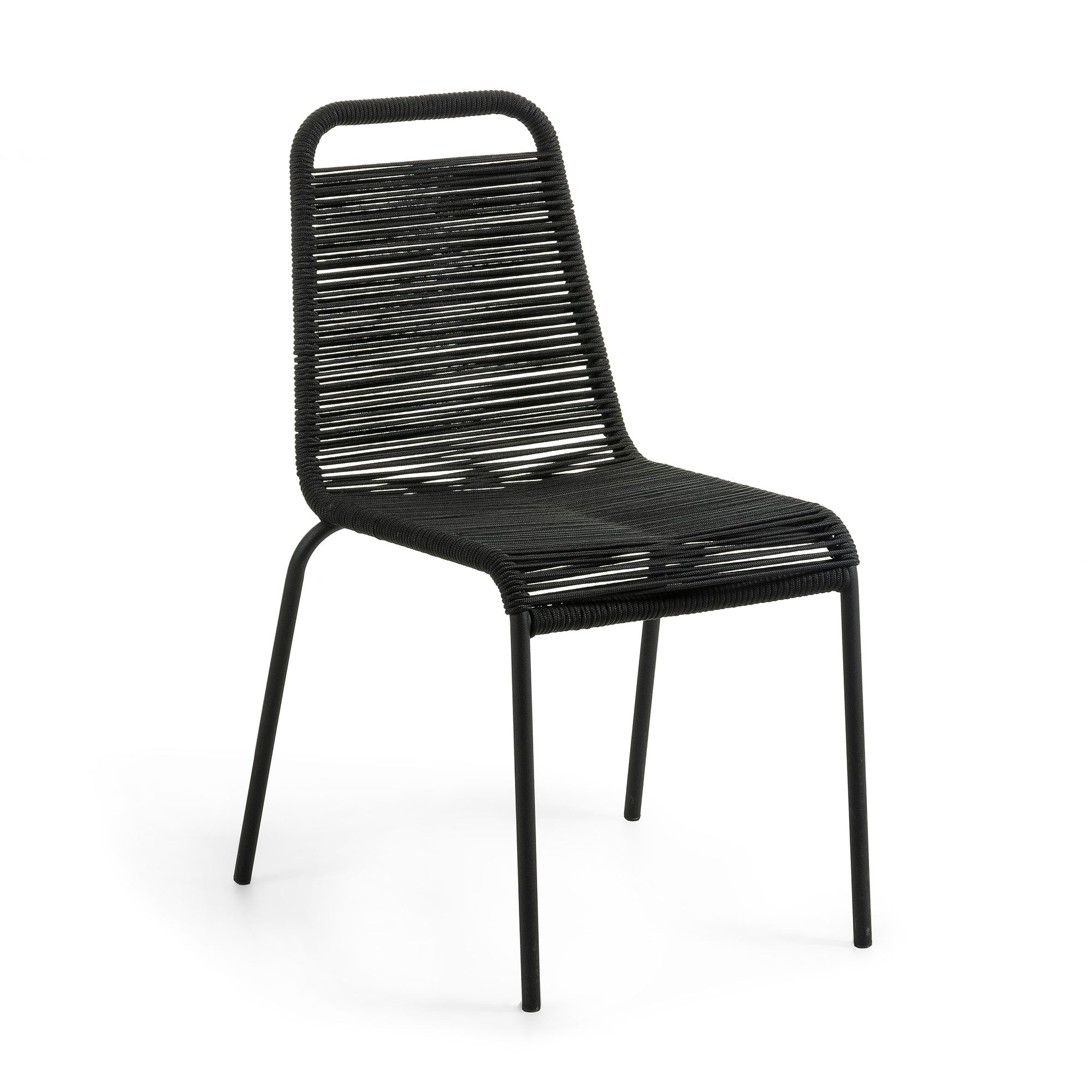 Lambton stackable chair in black rope steel with black finish - Product Image