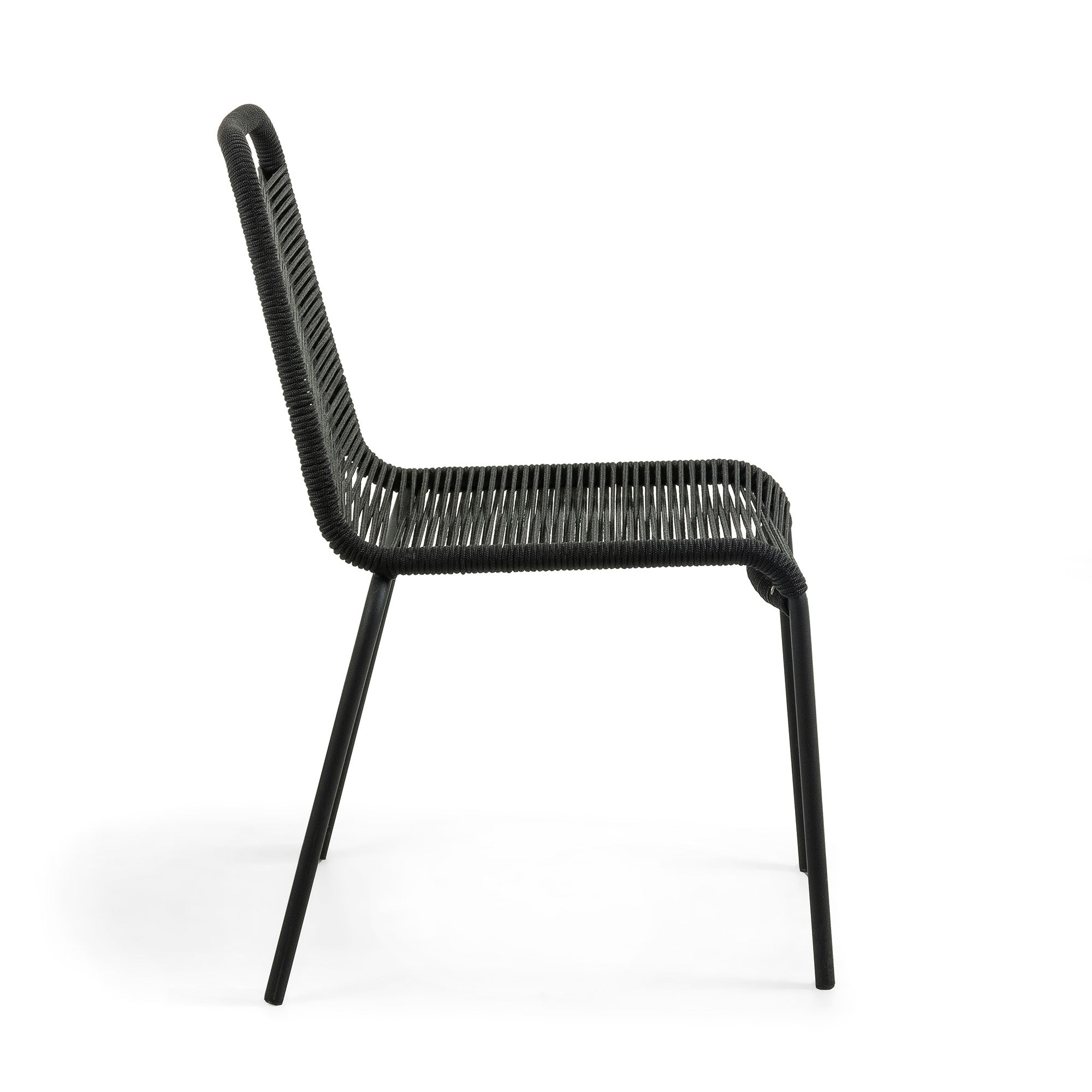 Lambton stackable chair in black rope steel with black finish - Product Image