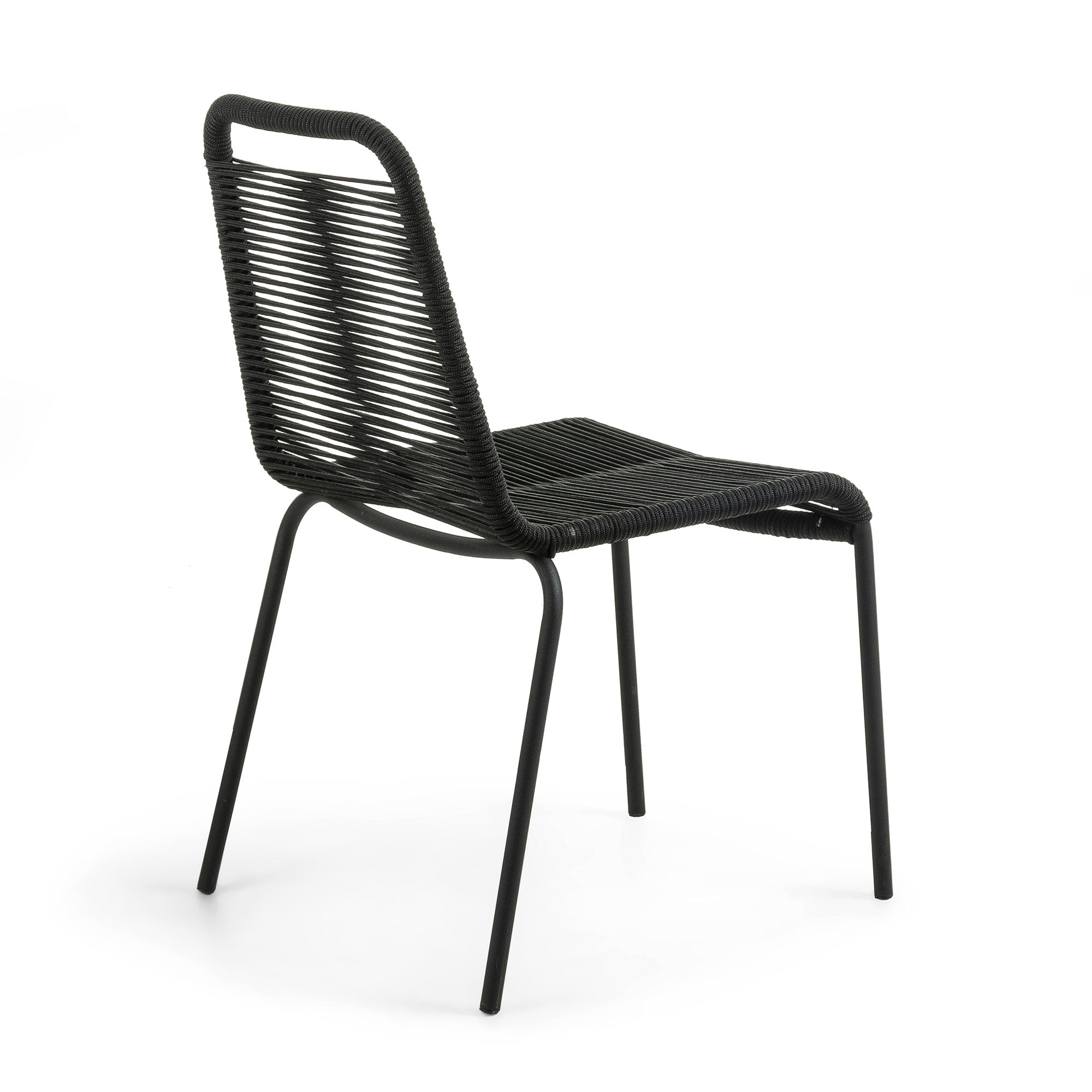 Lambton stackable chair in black rope steel with black finish - Product Image