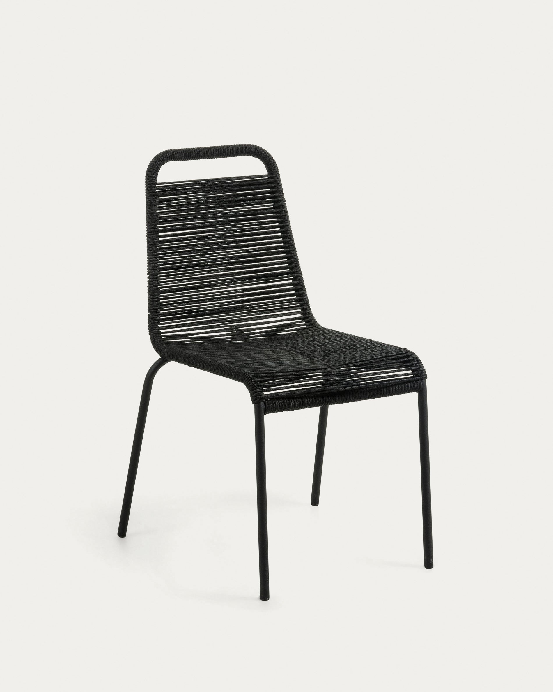 Lambton stackable chair in black rope steel with black finish - Product View