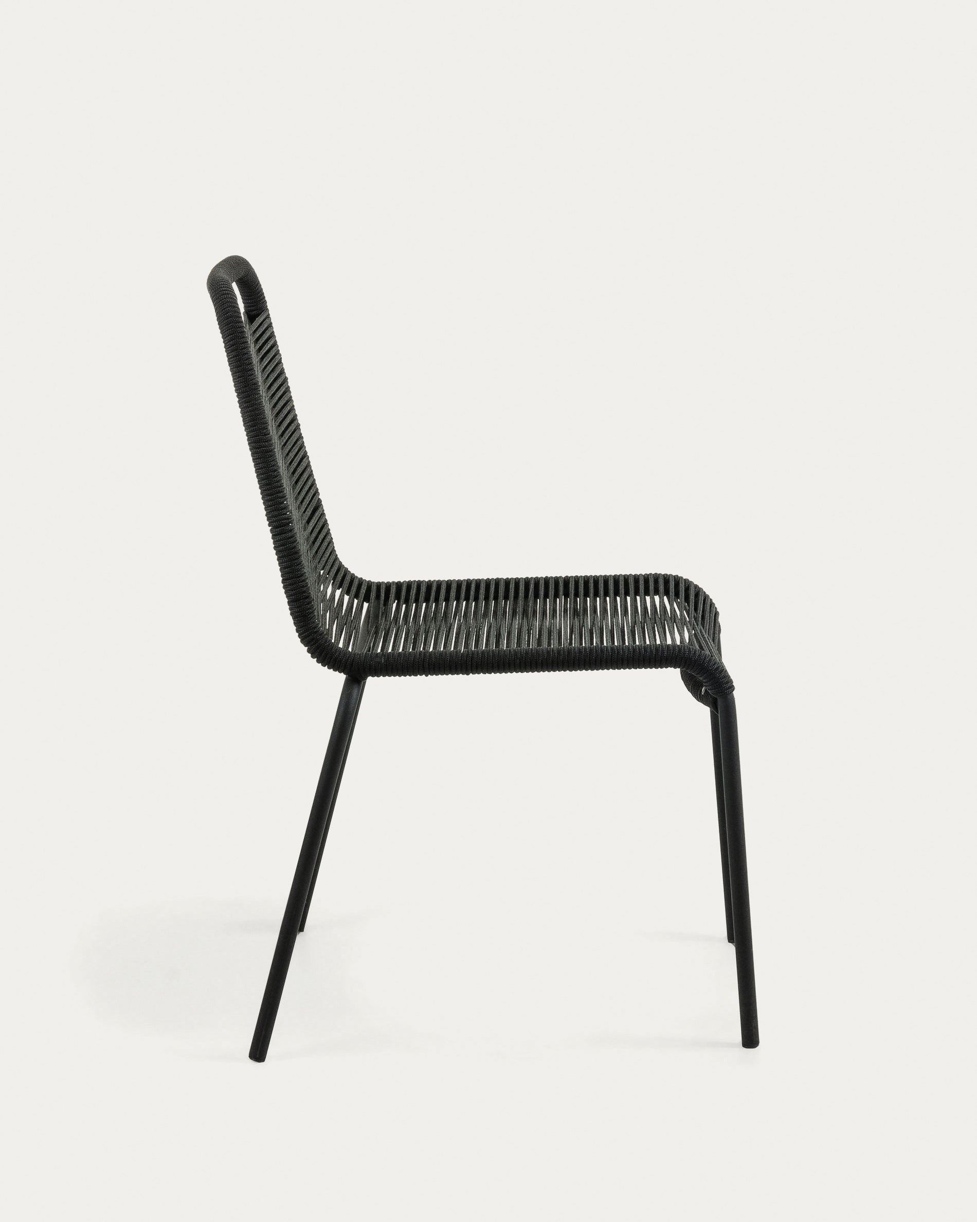 Lambton stackable chair in black rope steel with black finish - Product View