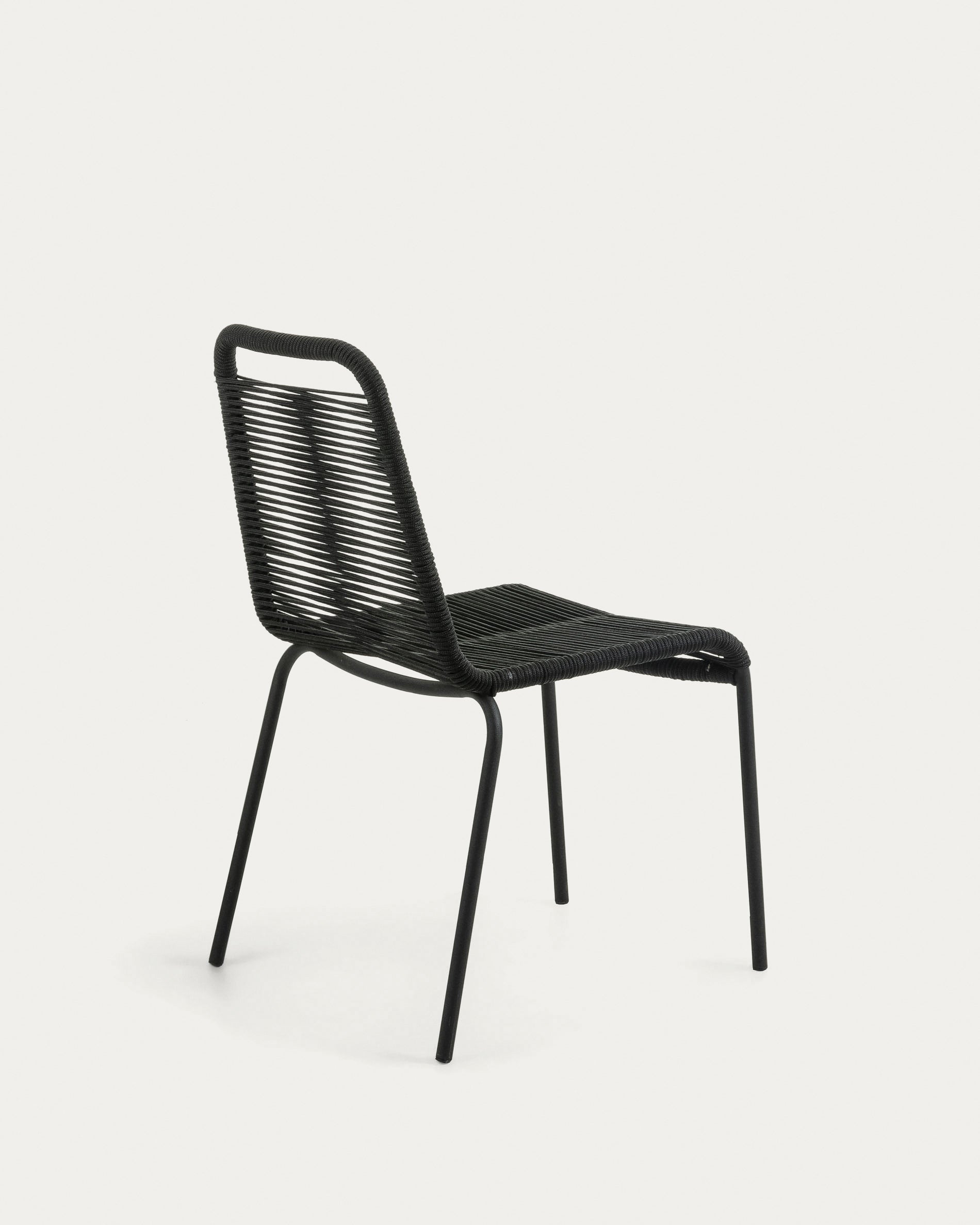 Lambton stackable chair in black rope steel with black finish - Product View
