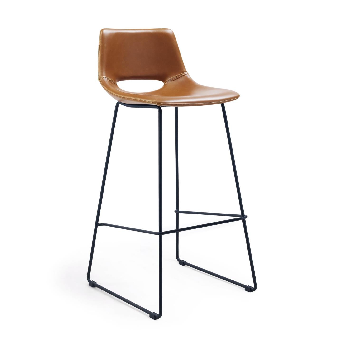 Brown synthetic leather Zahara barstool height 76 cm - Product Image