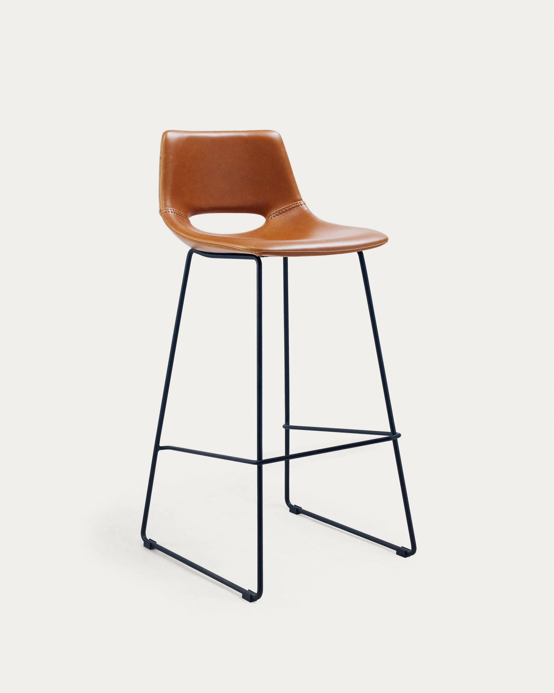 Brown synthetic leather Zahara barstool height 76 cm - Product View