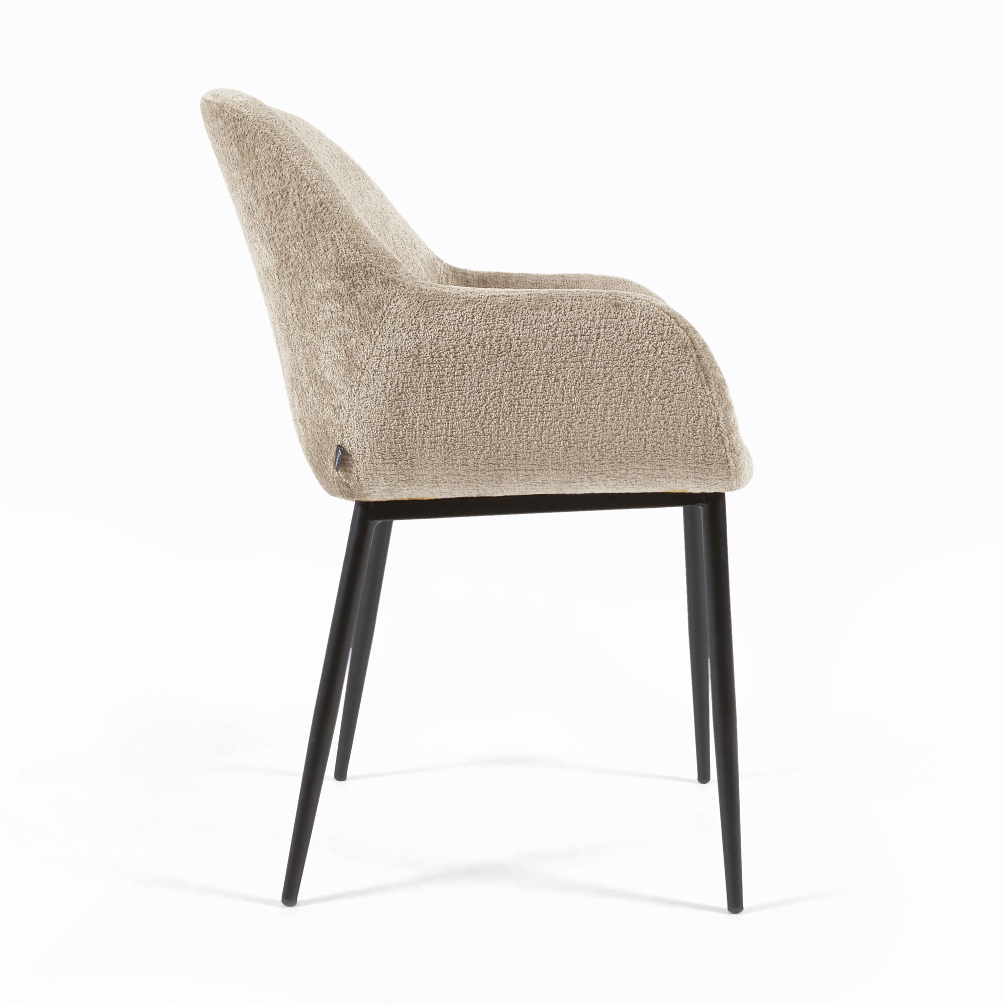 Konna chair in beige chenille with steel legs and painted black finish FR - Product Image