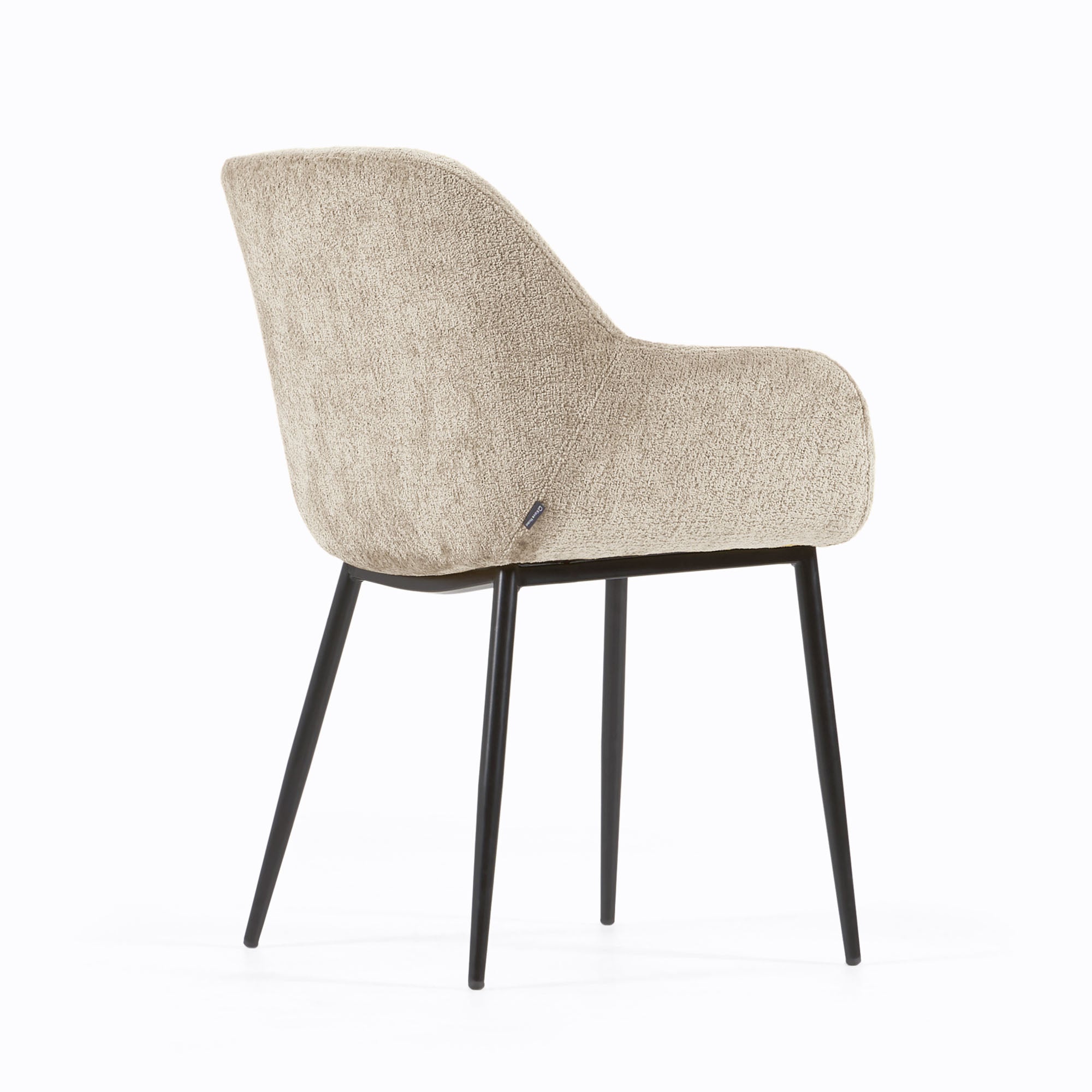 Konna chair in beige chenille with steel legs and painted black finish FR - Product Image