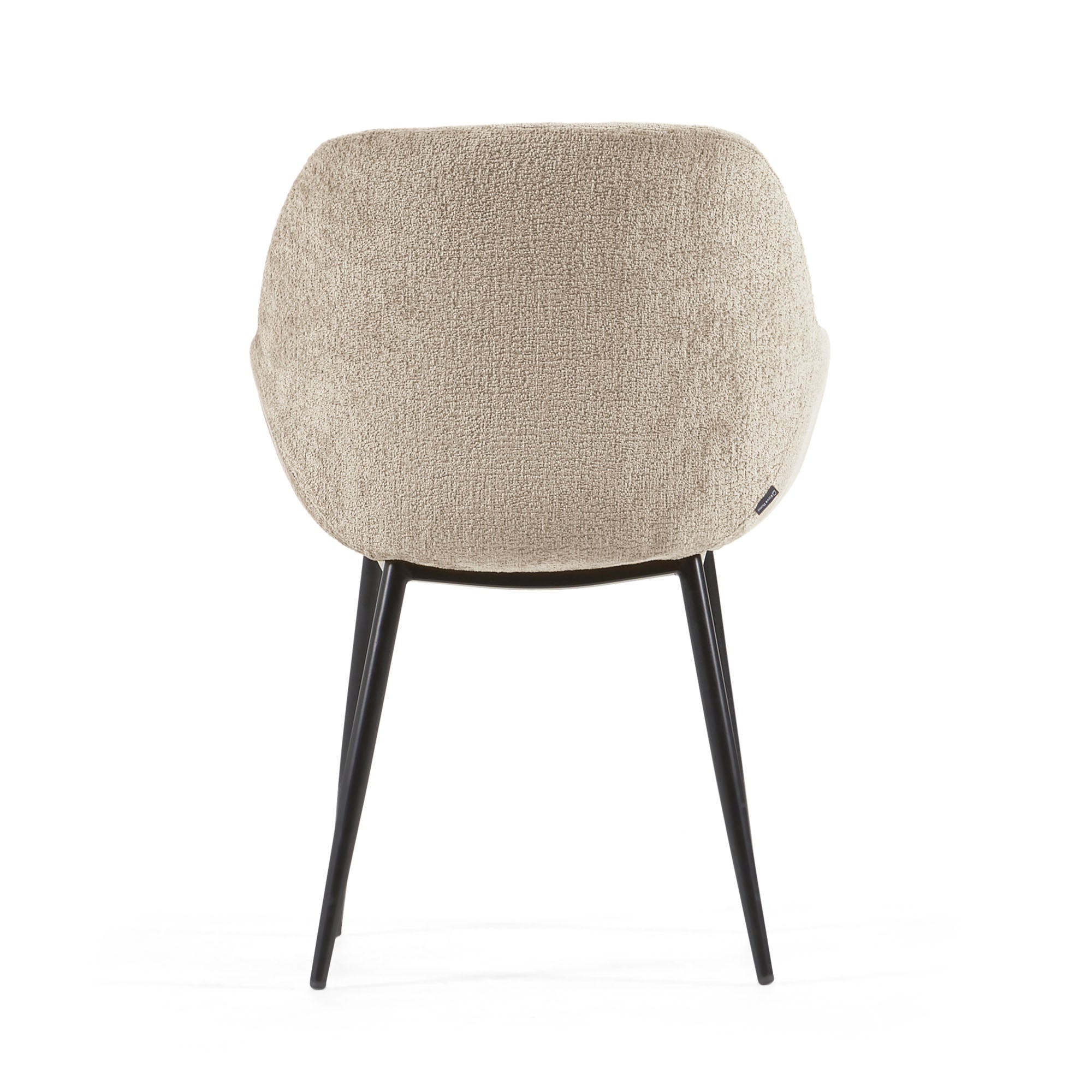 Konna chair in beige chenille with steel legs and painted black finish FR - Product Image