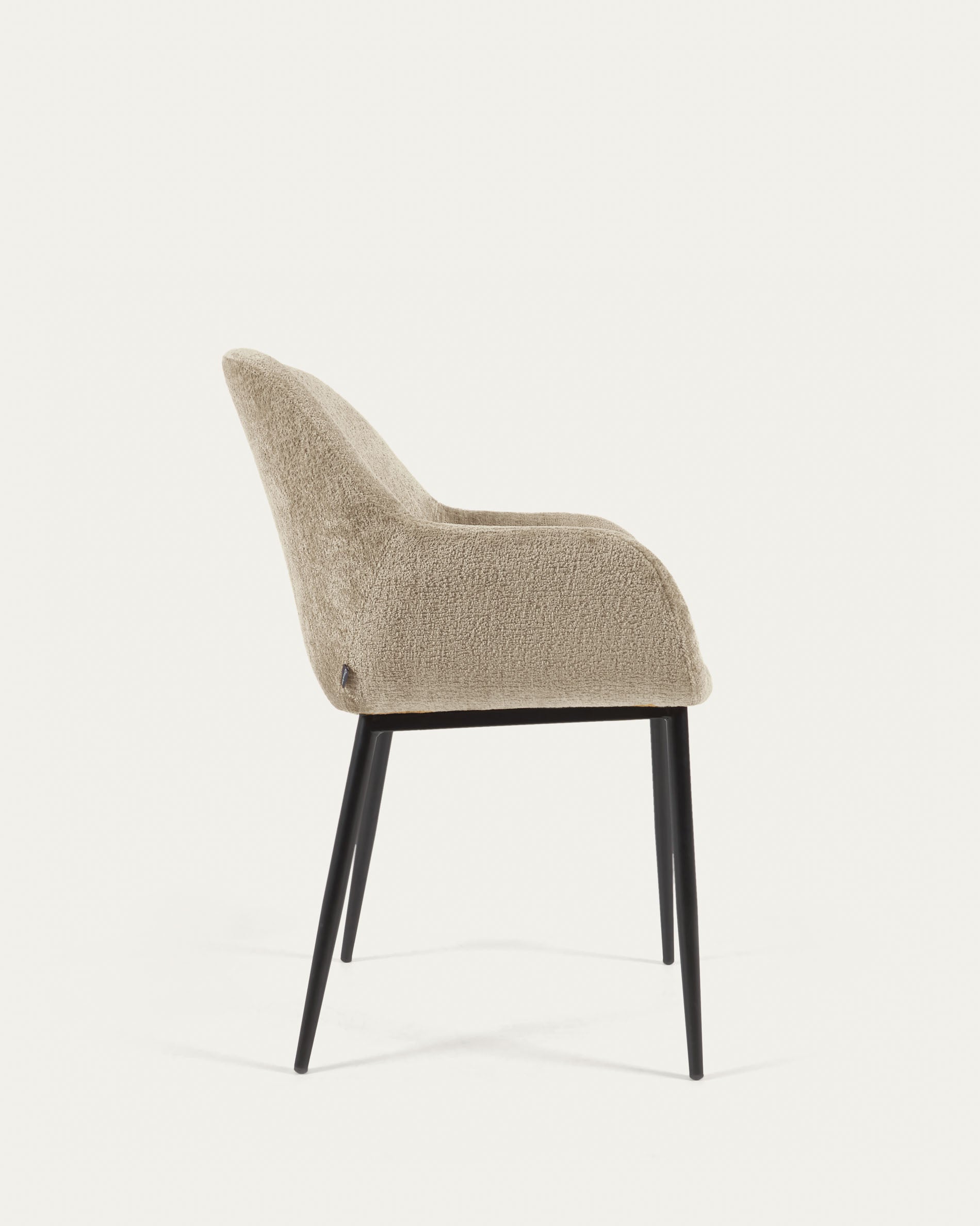 Konna chair in beige chenille with steel legs and painted black finish FR - Product View