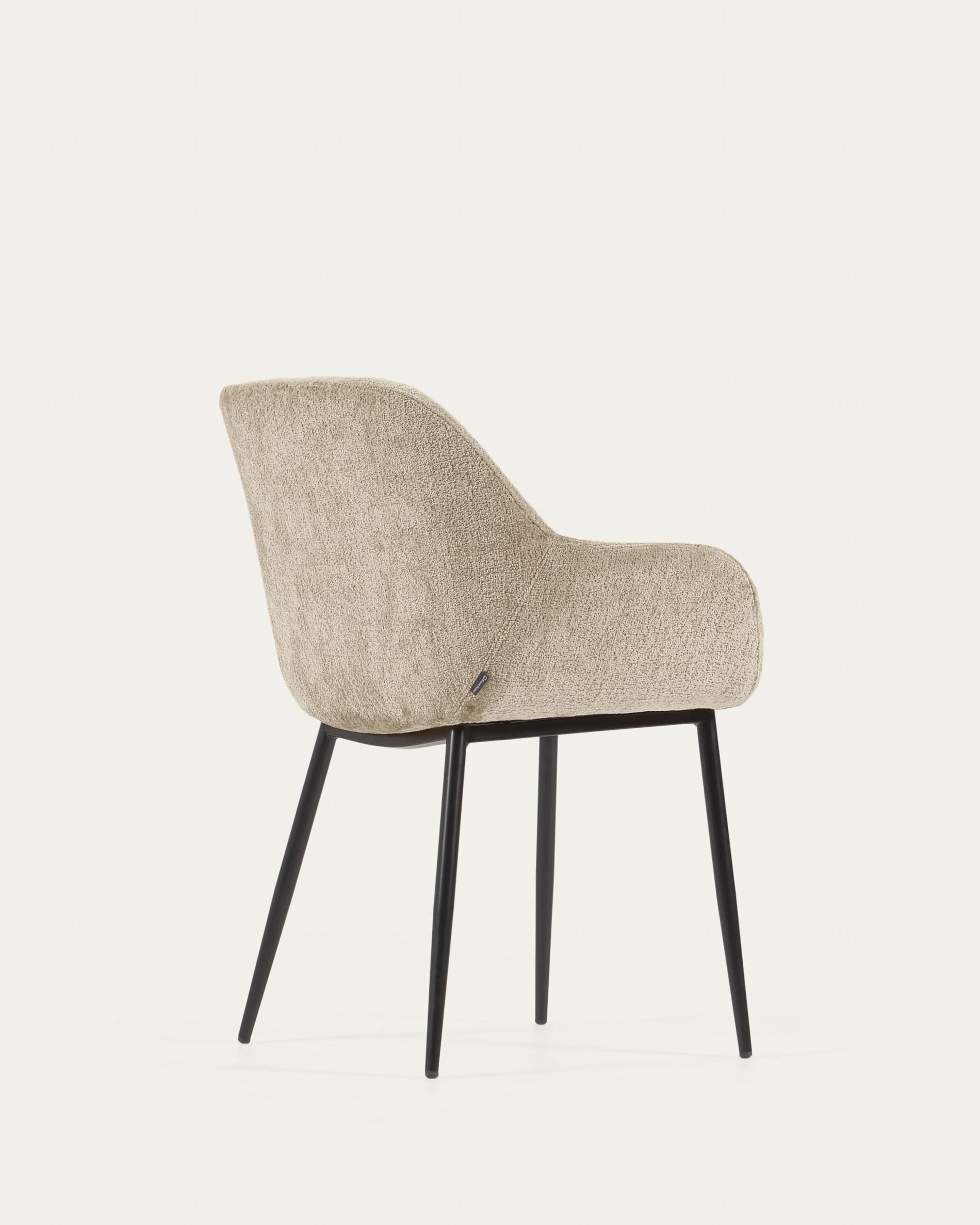 Konna chair in beige chenille with steel legs and painted black finish FR - Product View