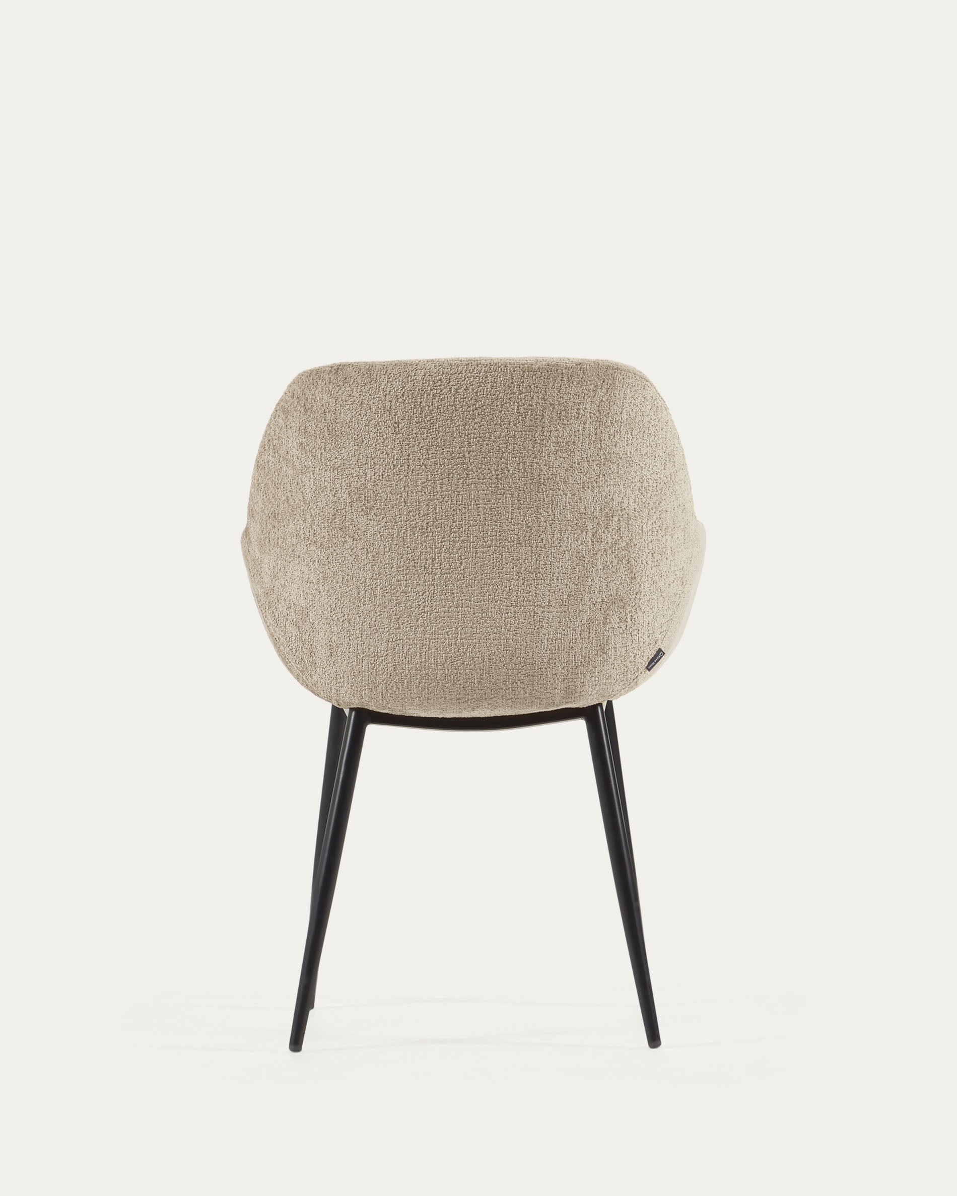 Konna chair in beige chenille with steel legs and painted black finish FR - Product View