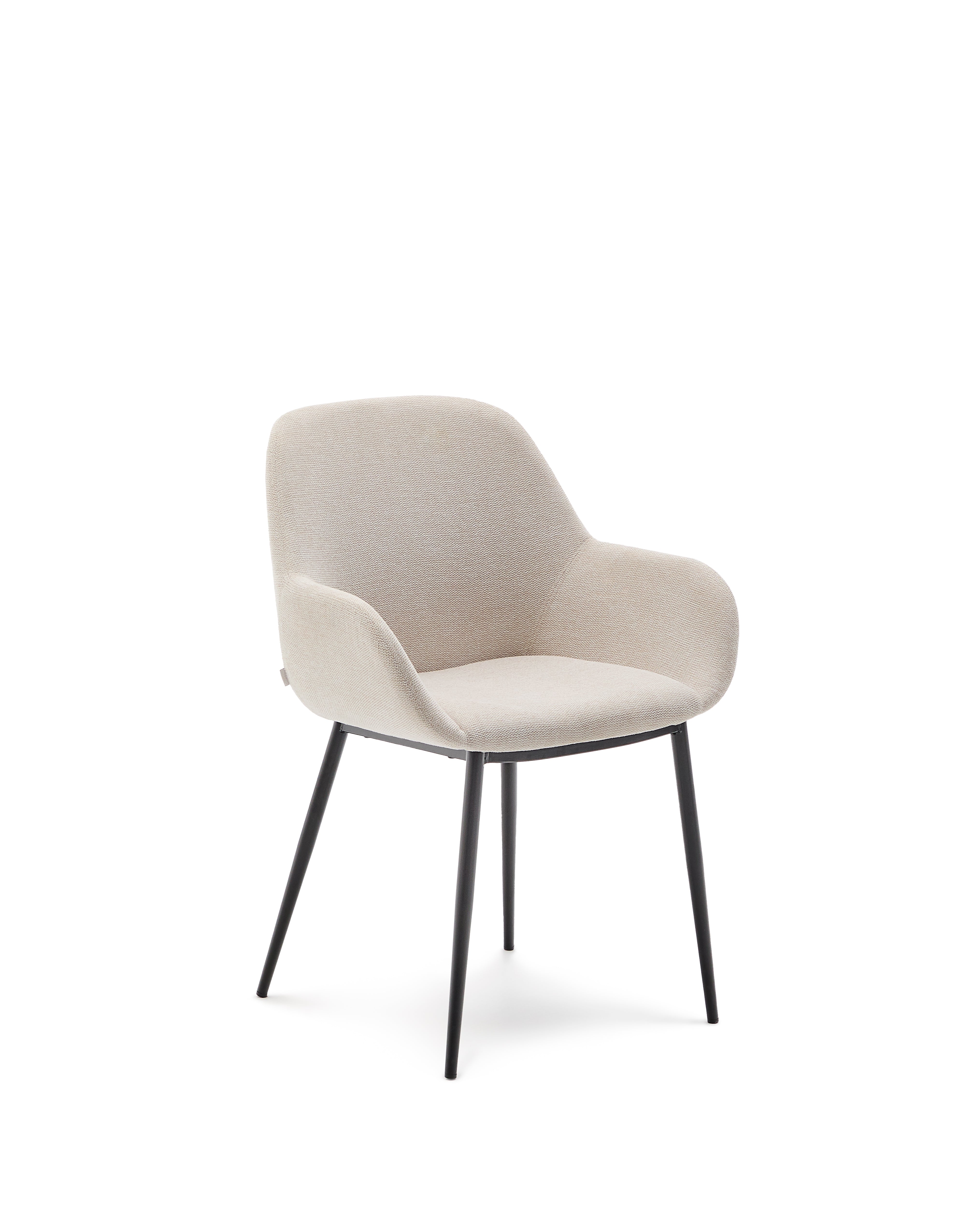 Konna chair in beige and steel legs in a painted black finish - Product Image