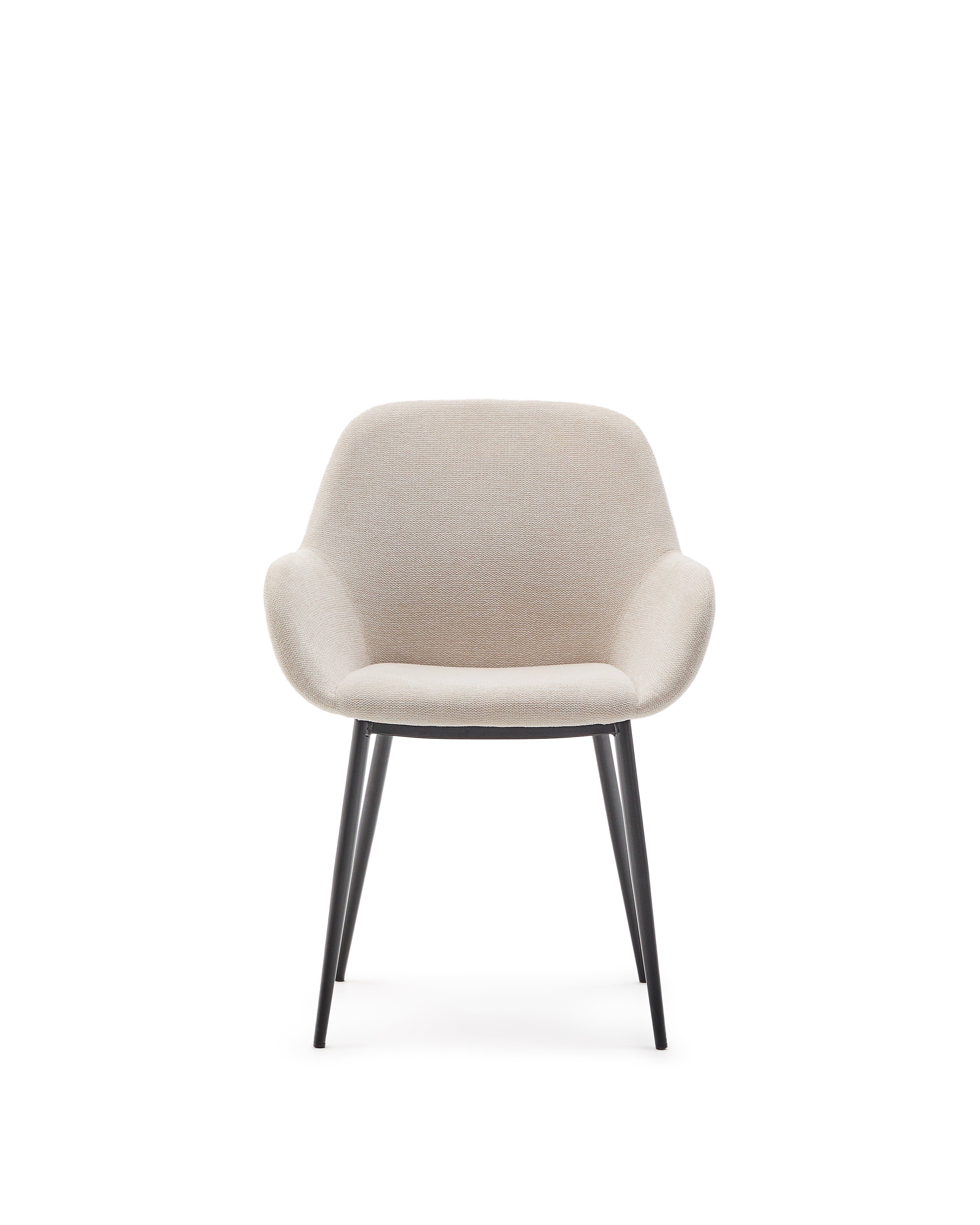 Konna chair in beige and steel legs in a painted black finish - Product Image