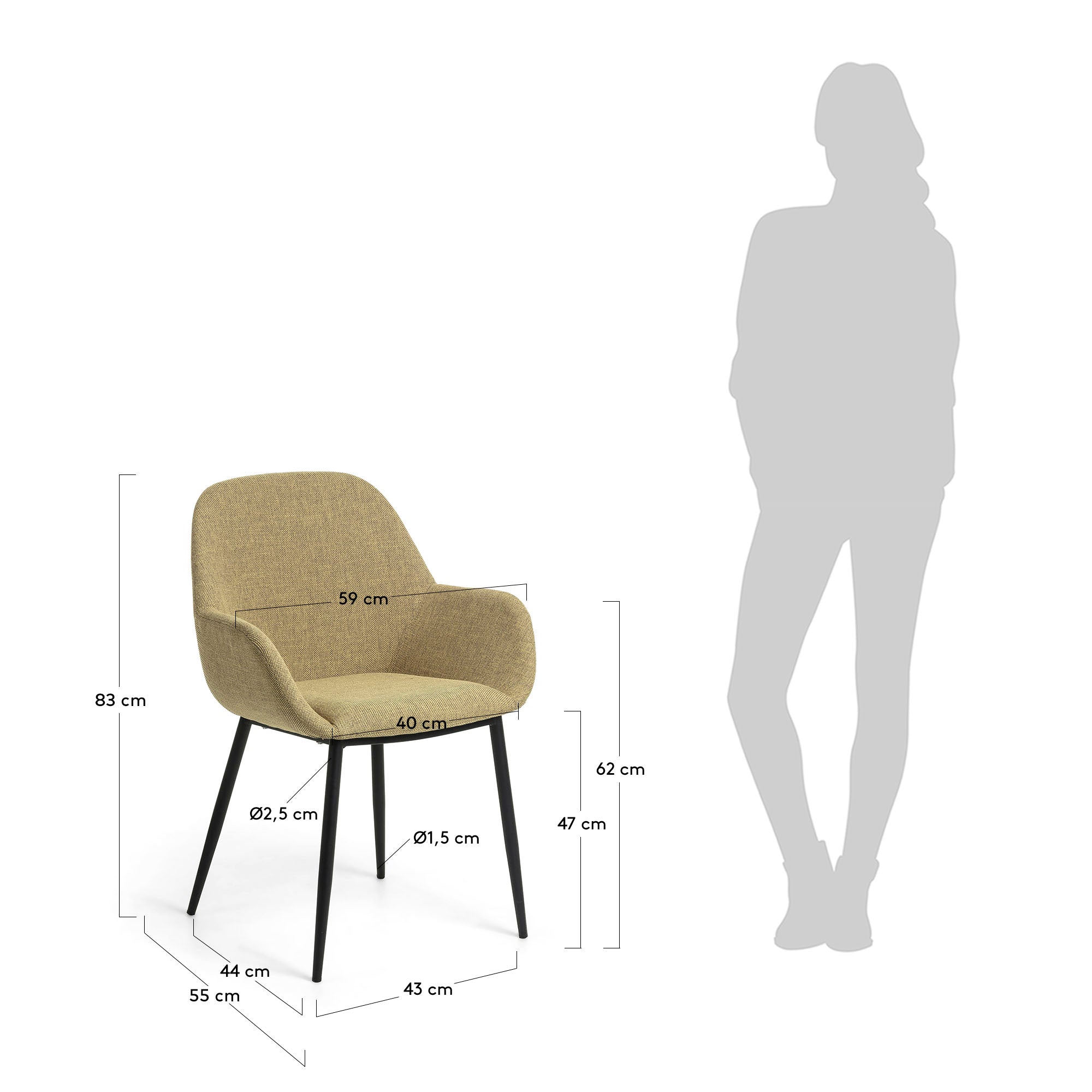 Konna mustard chair FR - Measurements