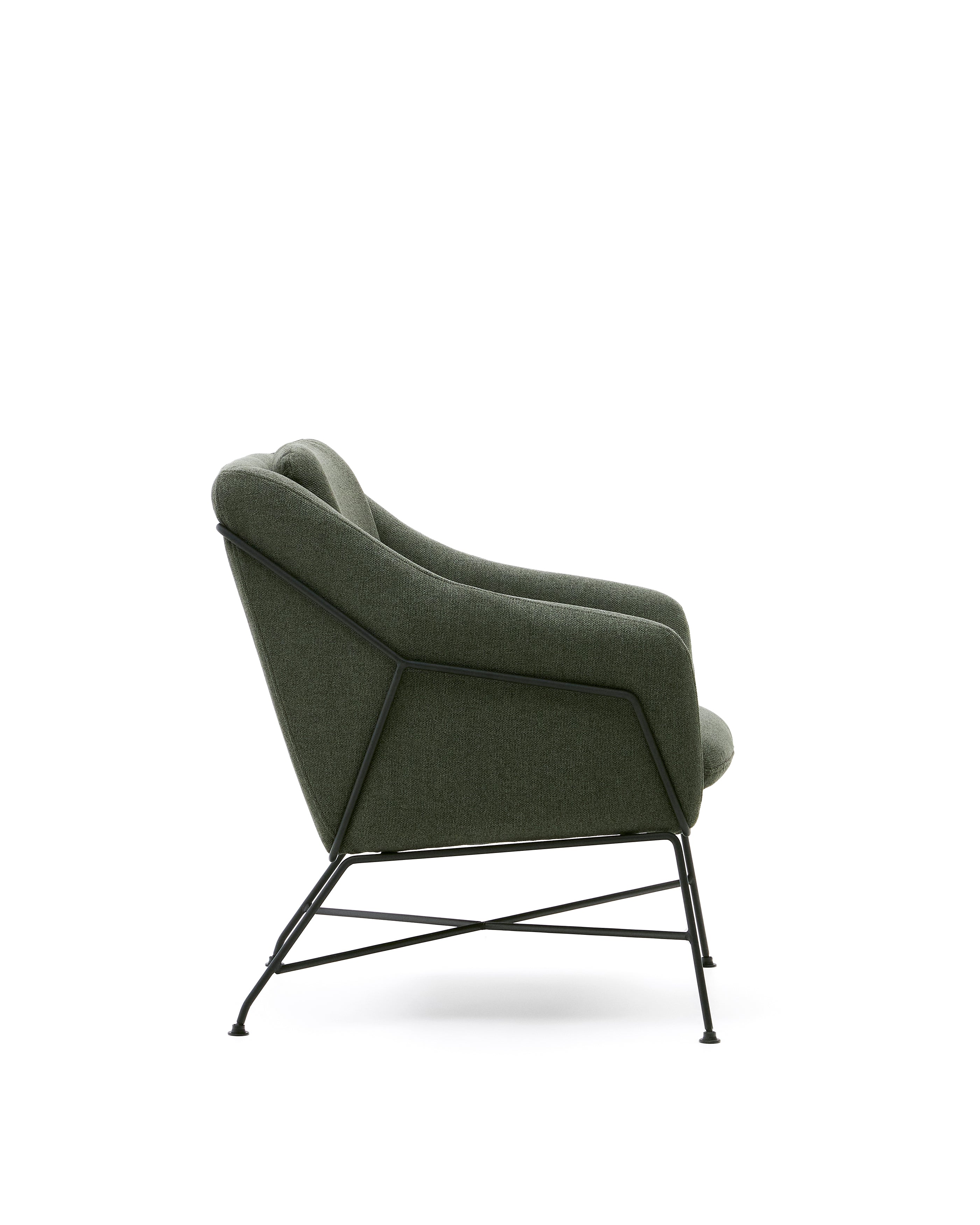 Brida armchair in green and steel legs with black finish - Product Image