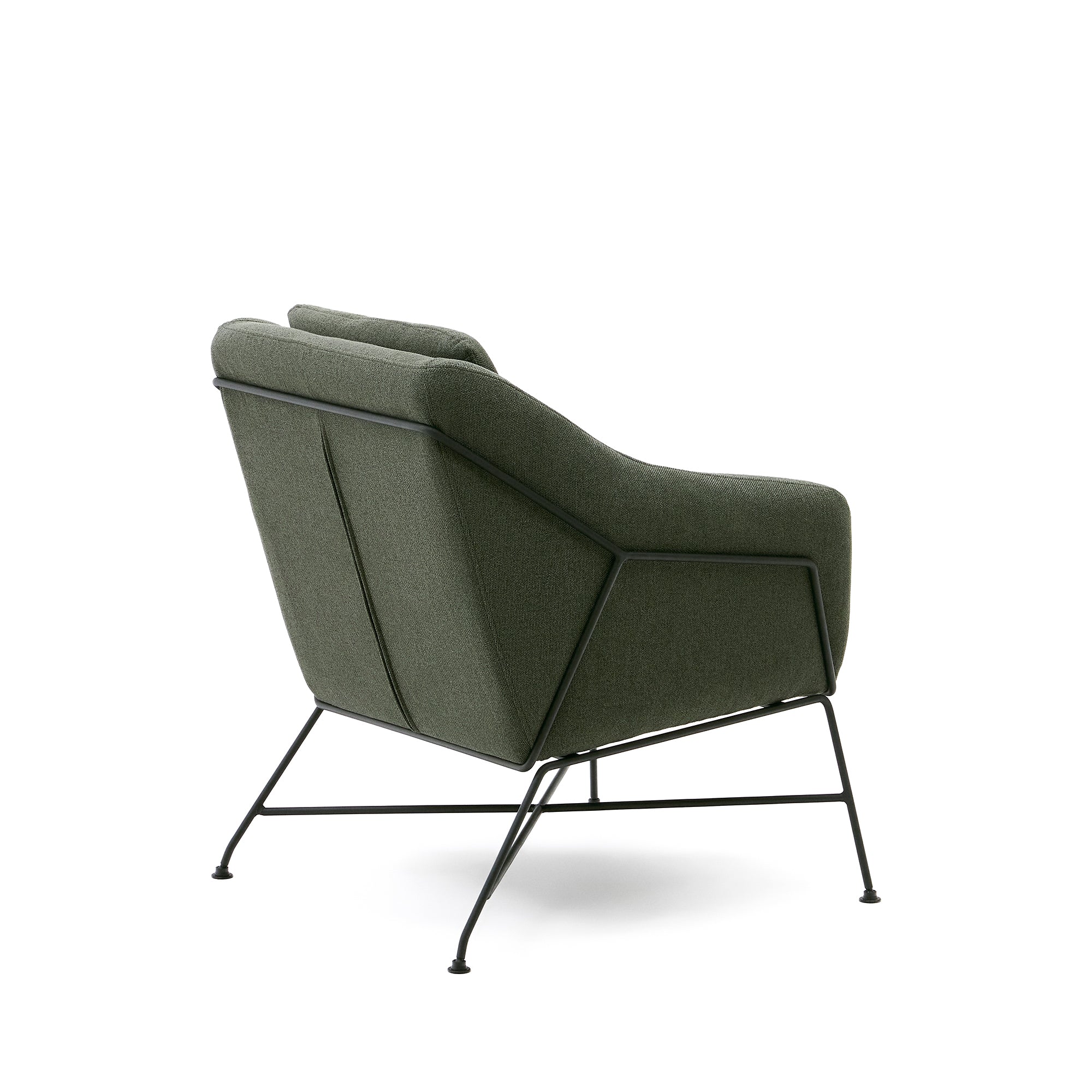 Brida armchair in green and steel legs with black finish - Product Image