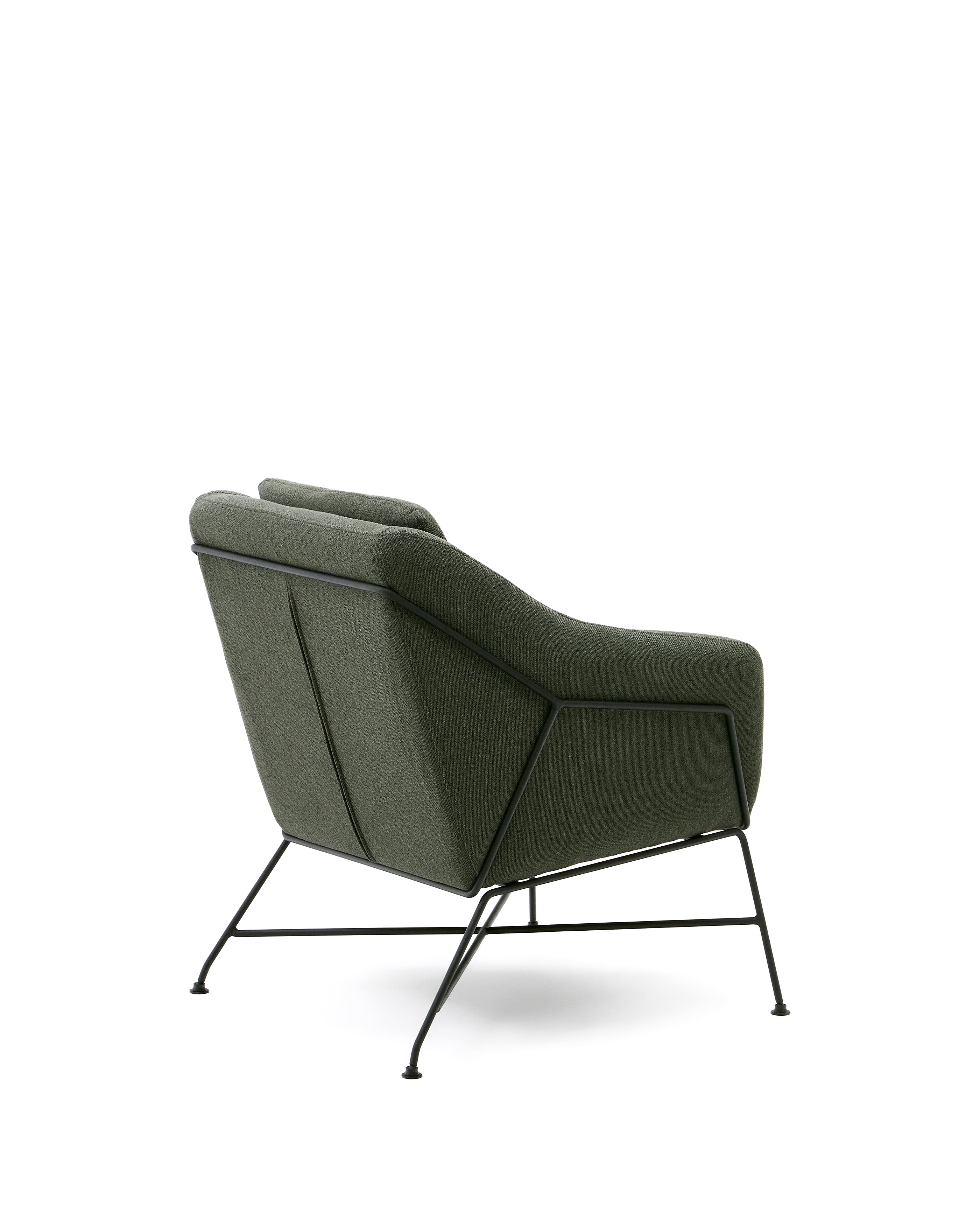 Brida armchair in green and steel legs with black finish - Product Image