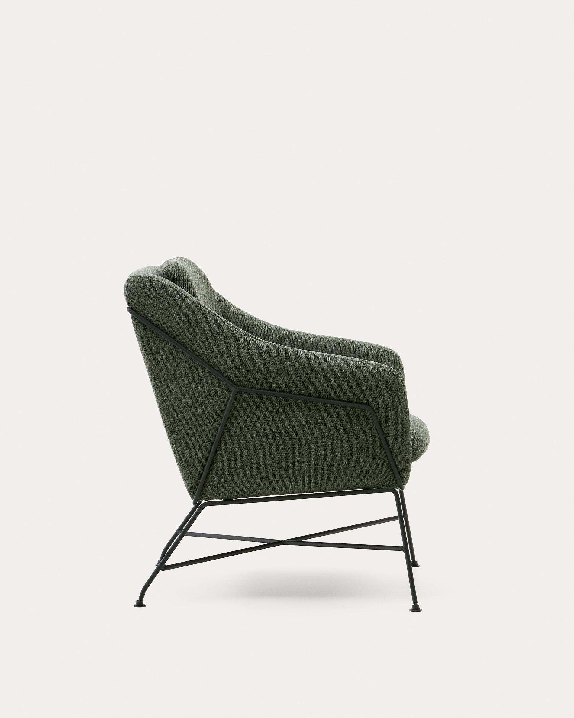 Brida armchair in green and steel legs with black finish - Product View