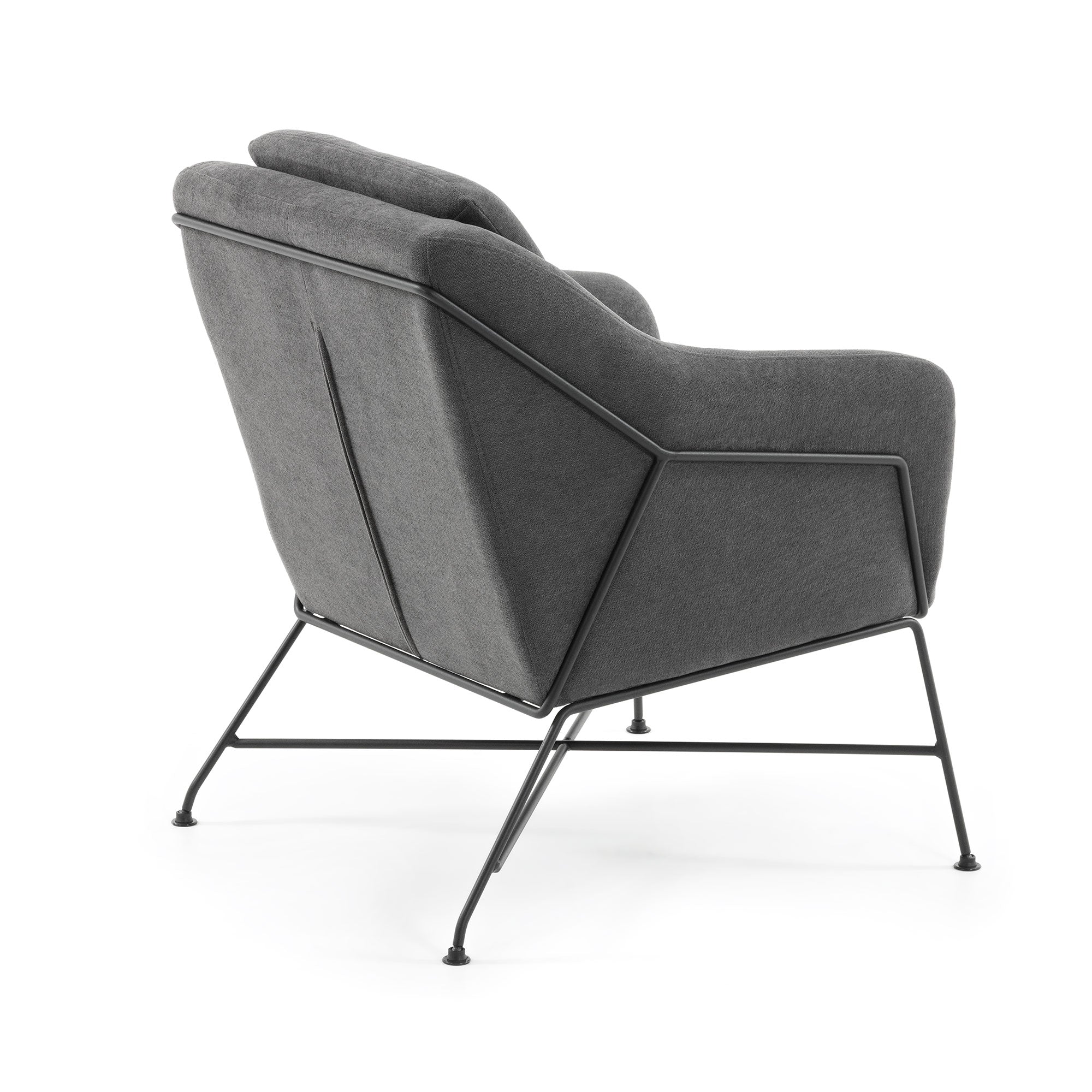 Brida armchair in dark grey with steel structure in black finish. - Product Image