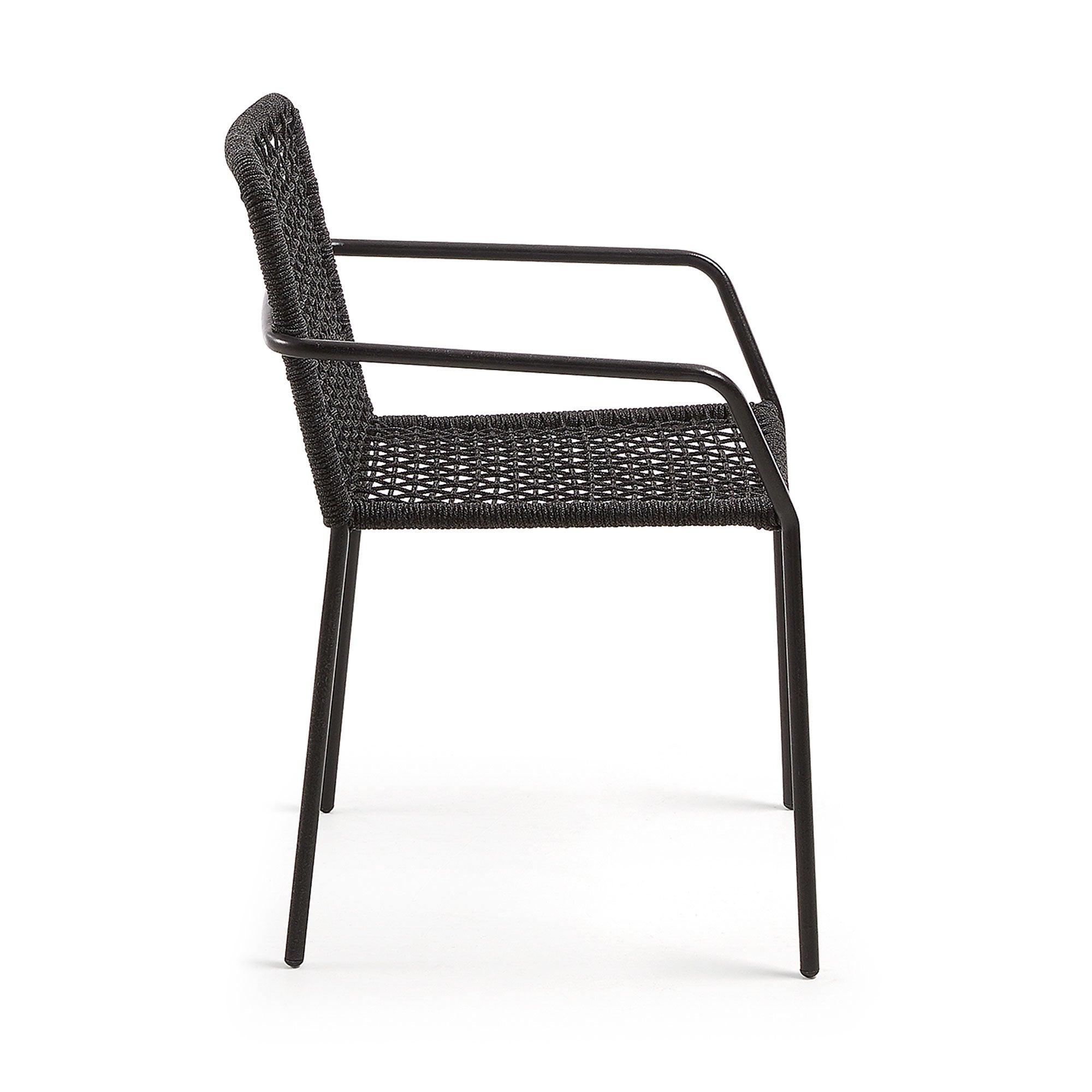 Ellen stackable chair in black cord with galvanised steel - Product Image