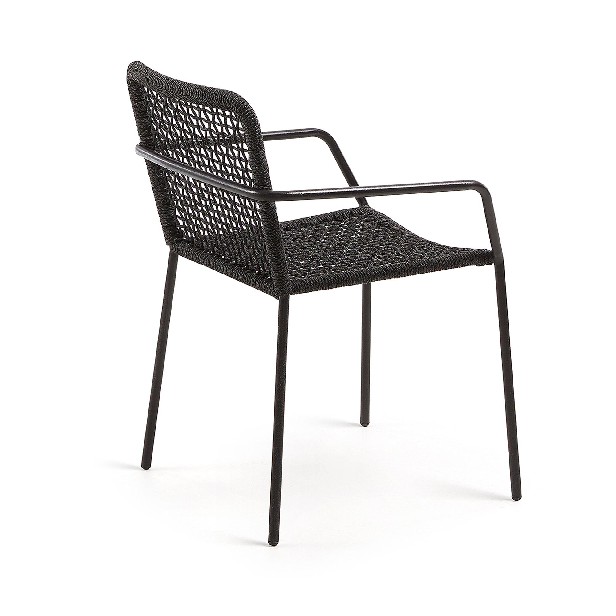 Ellen stackable chair in black cord with galvanised steel - Product Image
