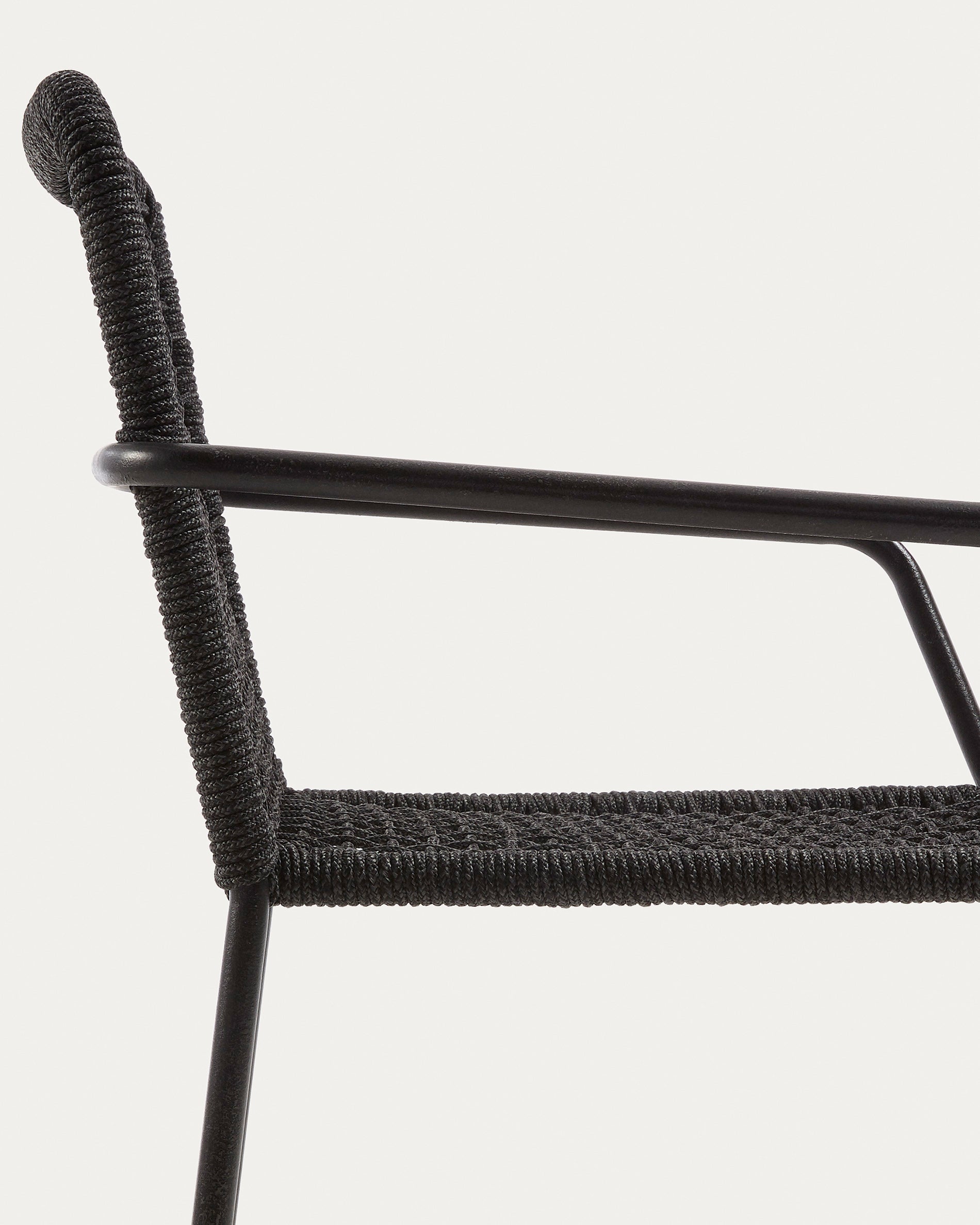 Ellen stackable chair in black cord with galvanised steel - Detail